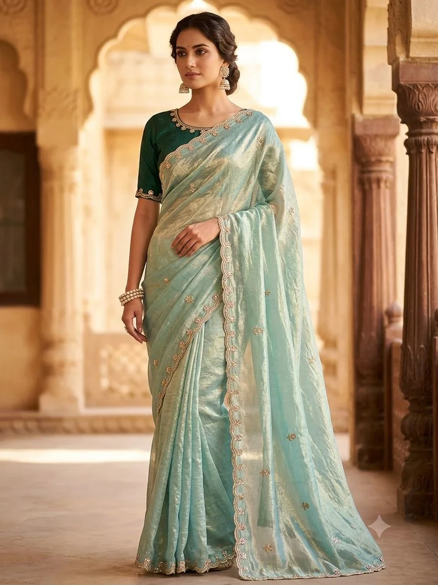 Rishika Saree Ah Fendy Satin Embroidered Saree Collection