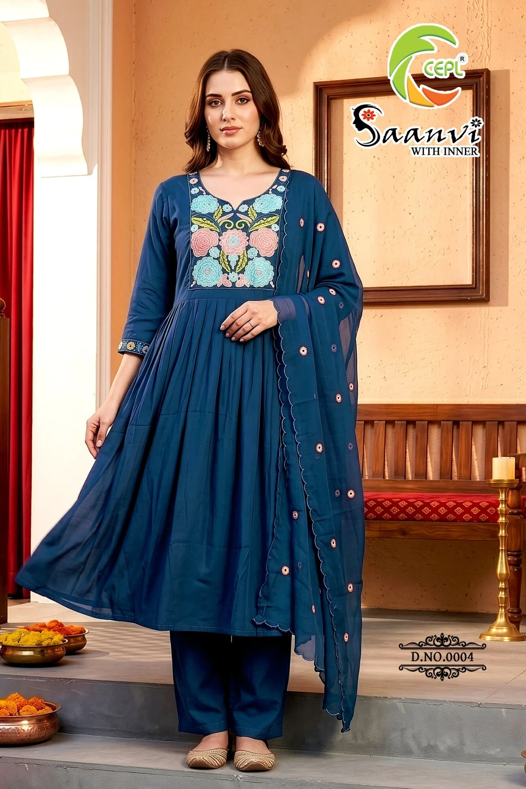 Saanvi Vol 8 Mul Chanderi Embroidered Collection
