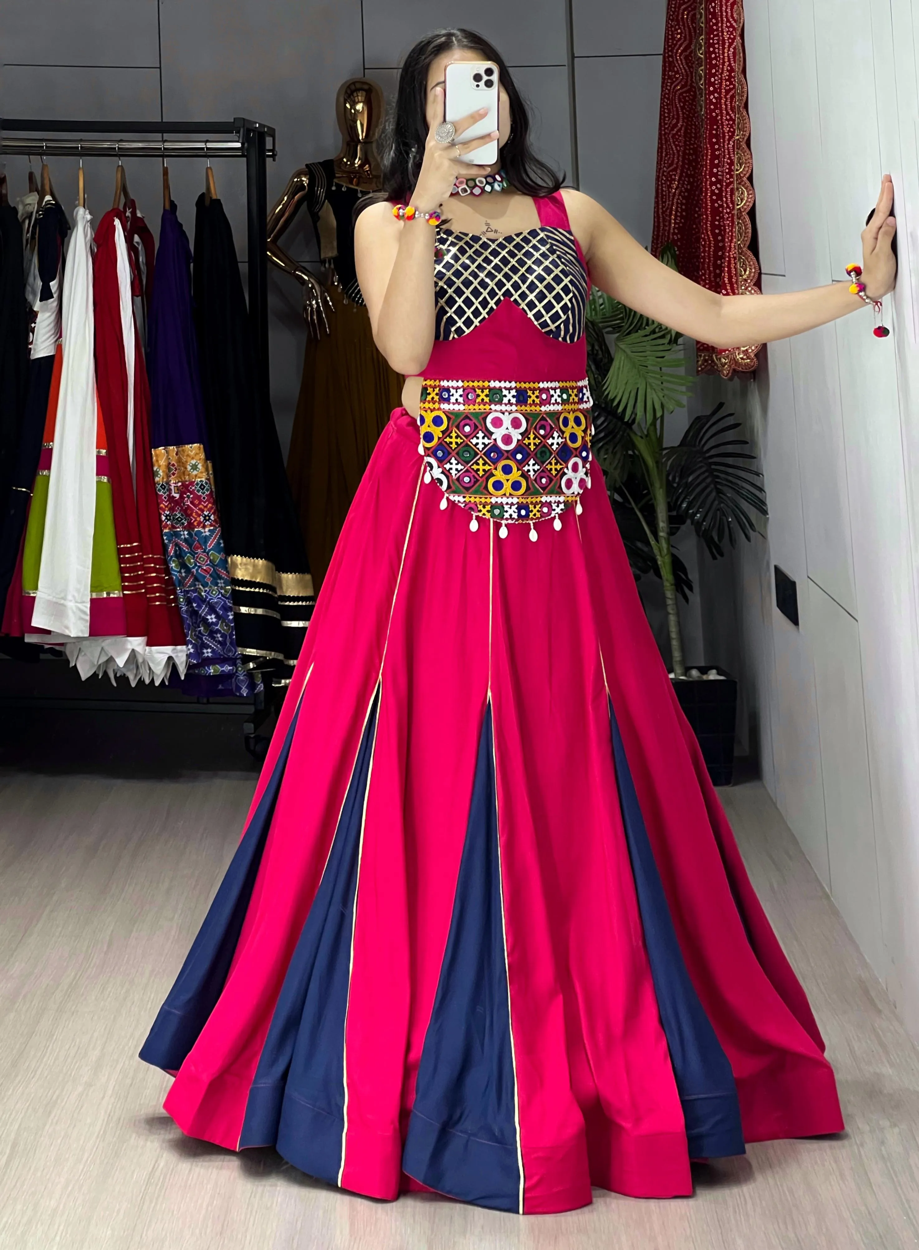 Sanedo Navratri Pure Rayon Cotton Lehenga Set GRTN8064GJRNBLU