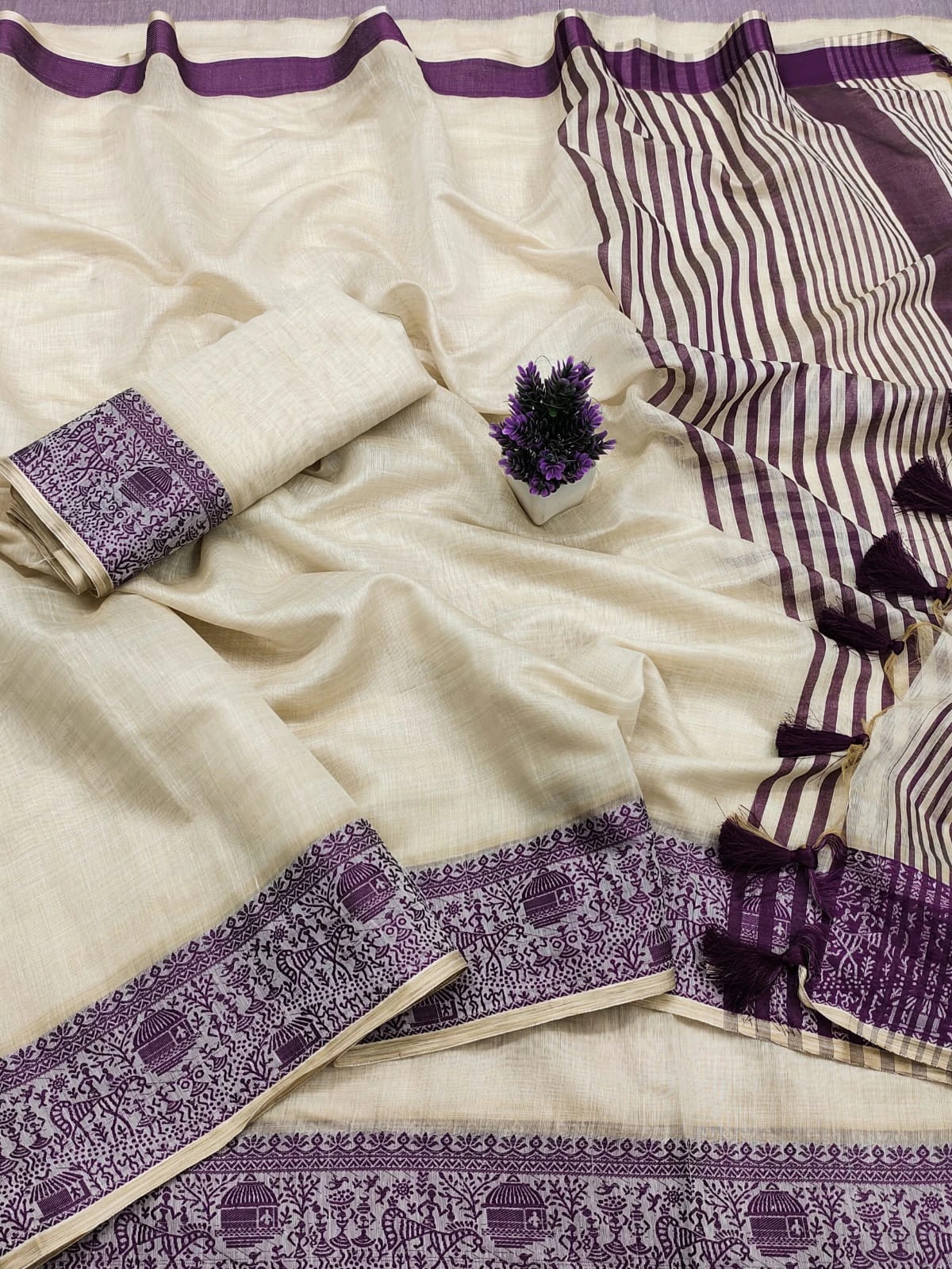 Scwt Warli Cotton Silk Jacquard Weaving Saree Collection