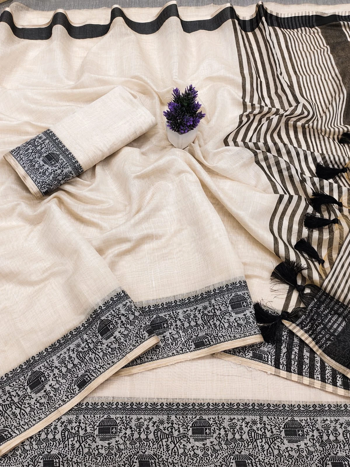 Scwt Warli Cotton Silk Jacquard Weaving Saree Collection