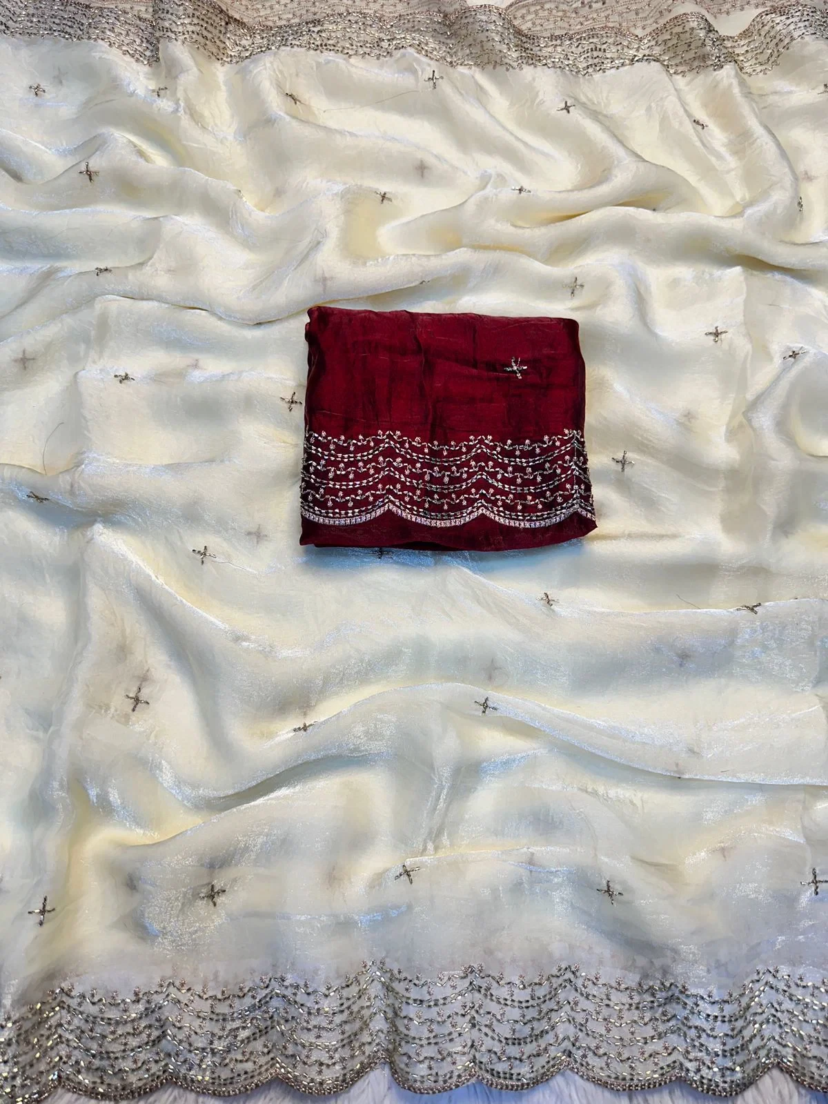 Sequence Saree Ah Fandy Satin Handworked Saree Collection