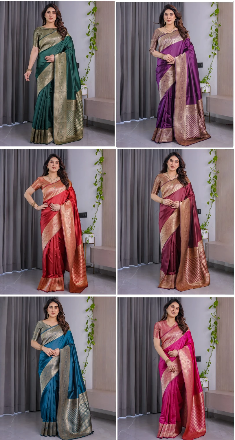 Sh Jcq 01 Soft Lichi Silk Jacquard Worked Saree Collection