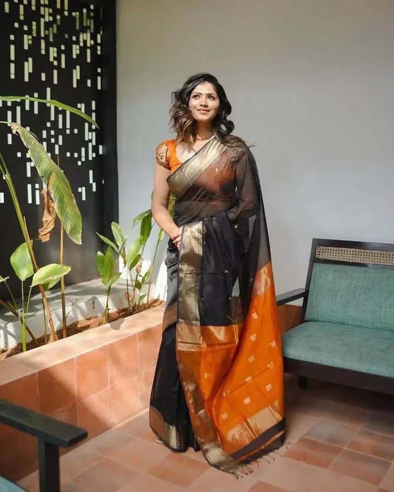 Soft Silk 5060 Linen Slub Weaving Saree Collection