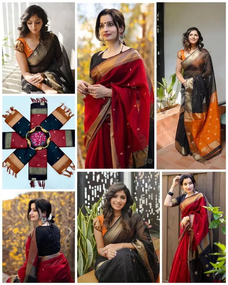 Soft Silk 5060 Linen Slub Weaving Saree Collection