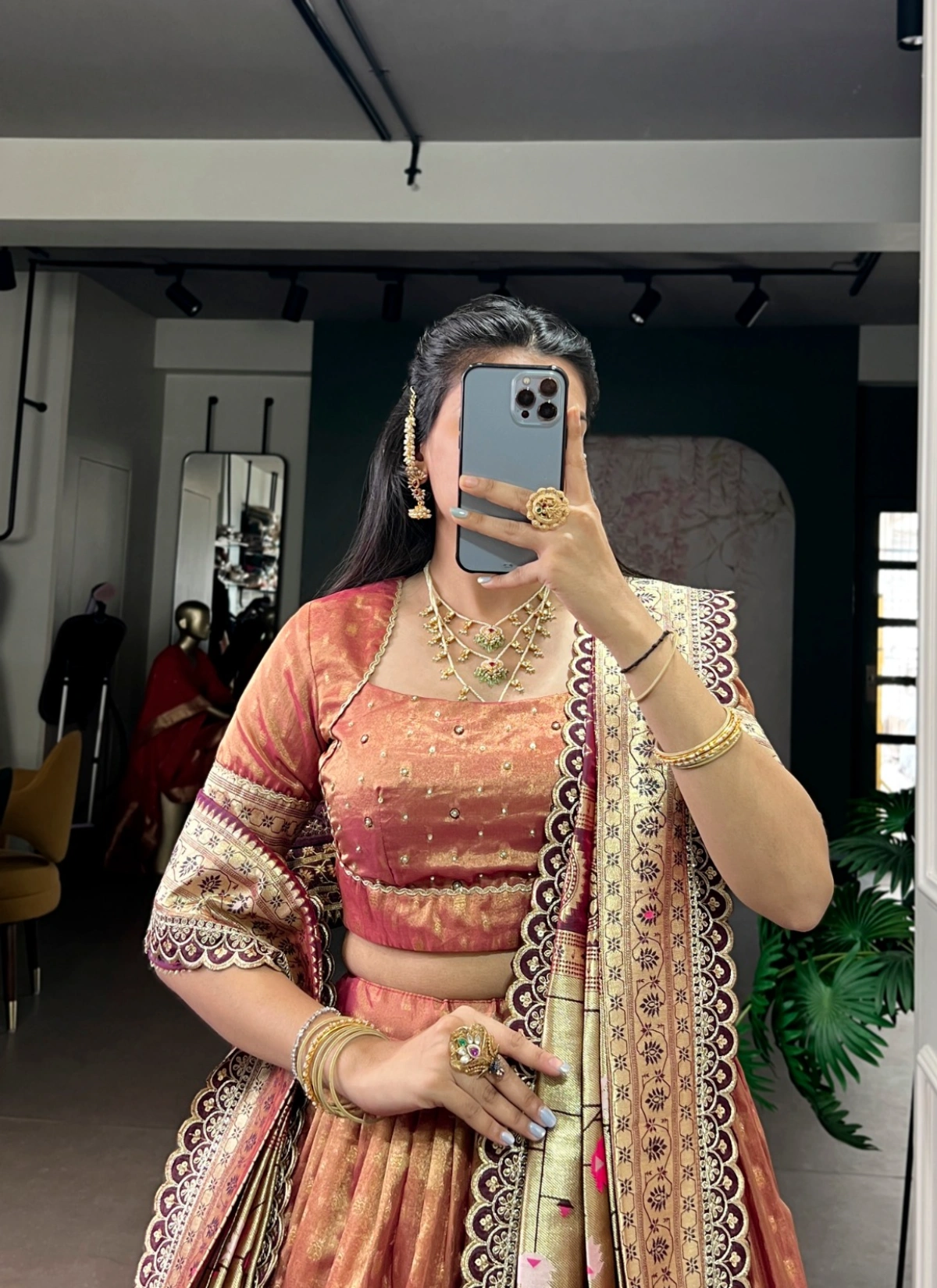 Taraa L 2032 Shimmer Organza Zari Woven Paithani Choli Set