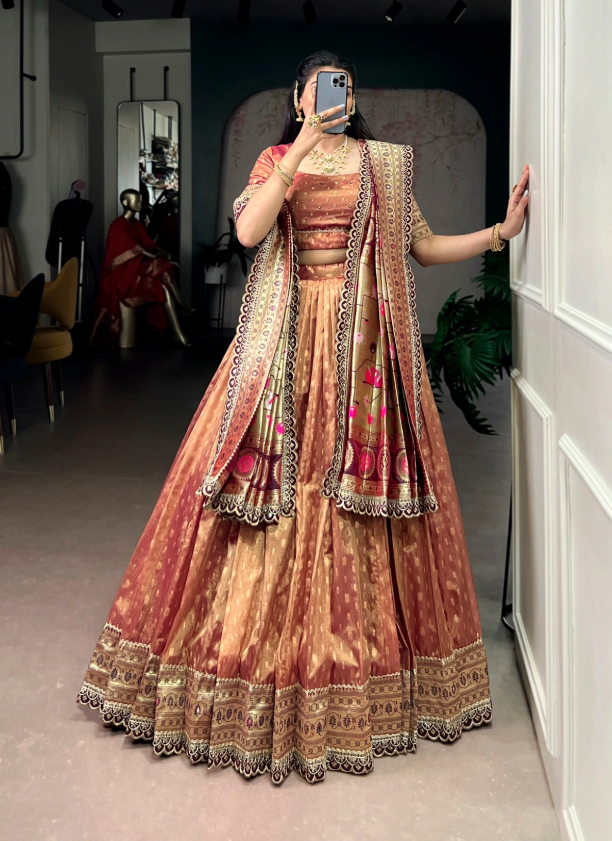 Taraa L 2032 Shimmer Organza Zari Woven Paithani Choli Set