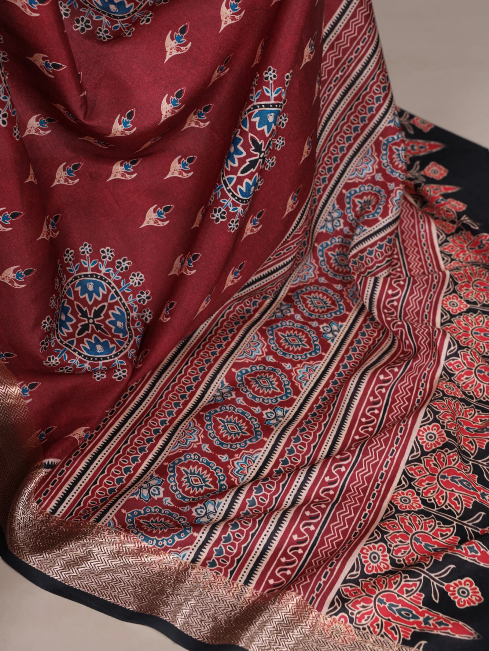 Taraa L 7022 Tasar Silk with Viscose Border Printed Saree Collection