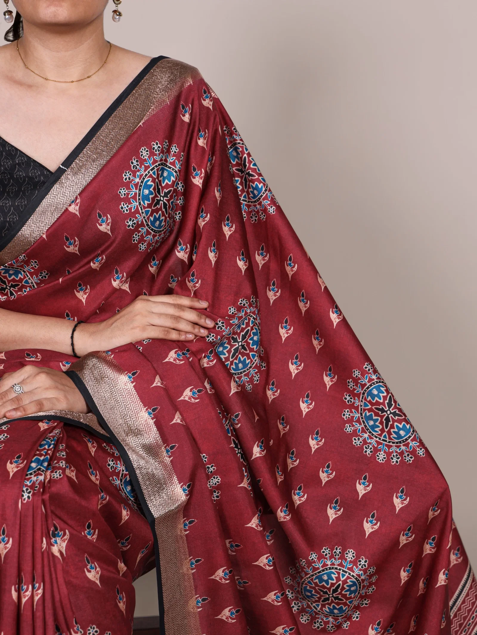 Taraa L 7022 Tasar Silk with Viscose Border Printed Saree Collection