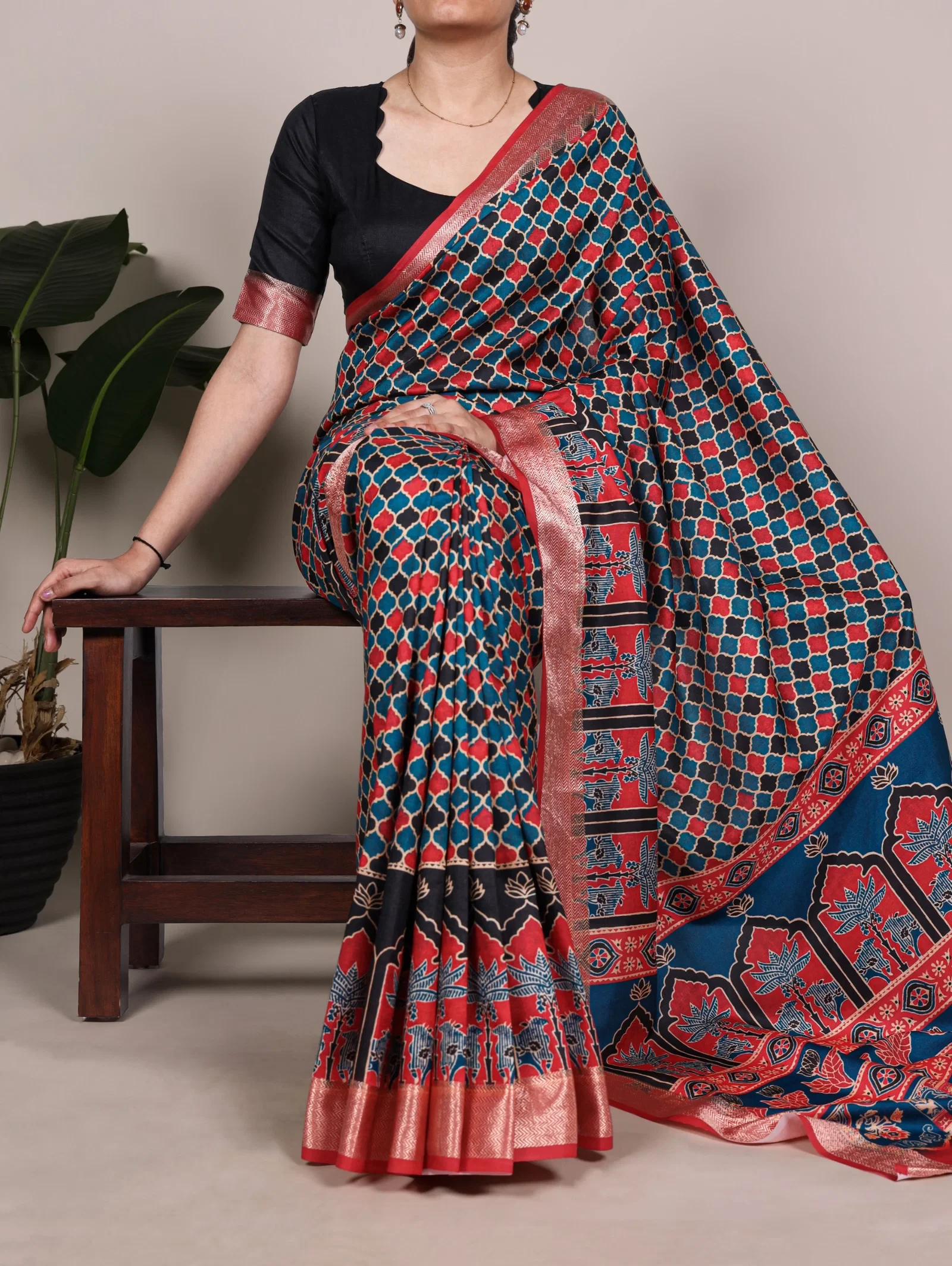 Taraa L 7022 Tasar Silk with Viscose Border Printed Saree Collection