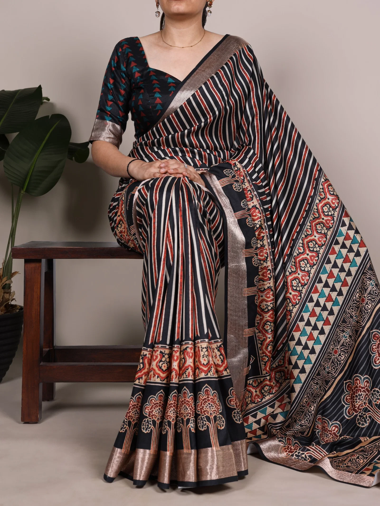 Taraa L 7022 Tasar Silk with Viscose Border Printed Saree Collection