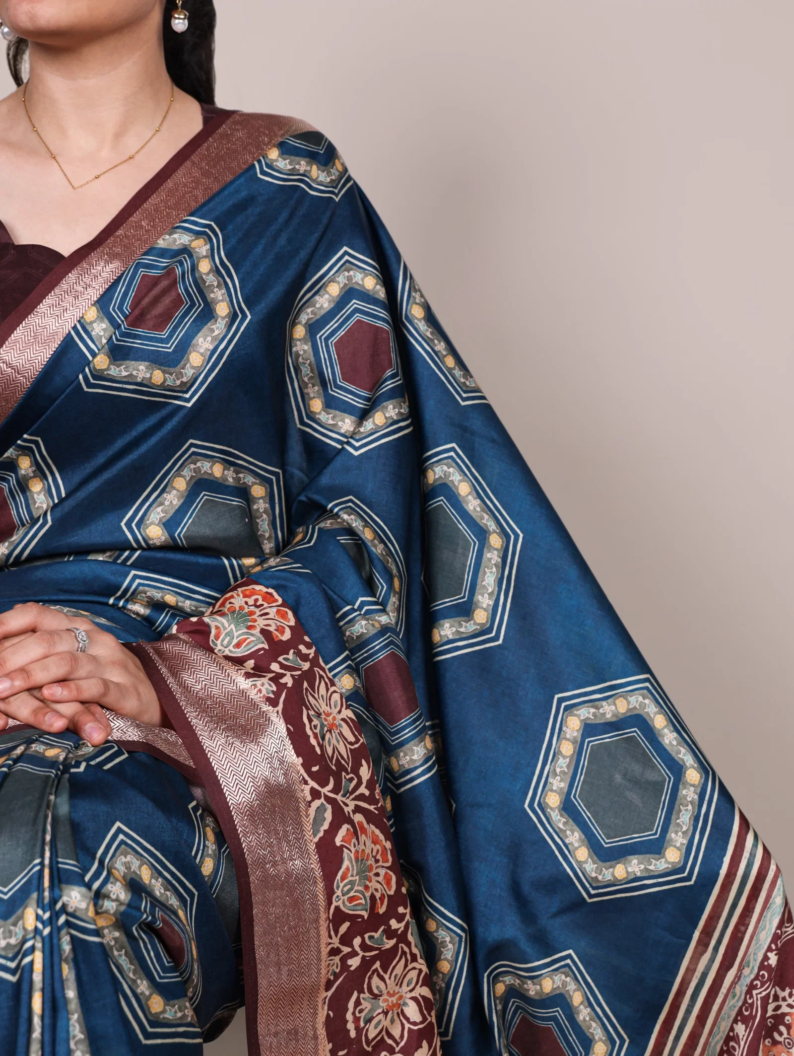 Taraa L 7022 Tasar Silk with Viscose Border Printed Saree Collection