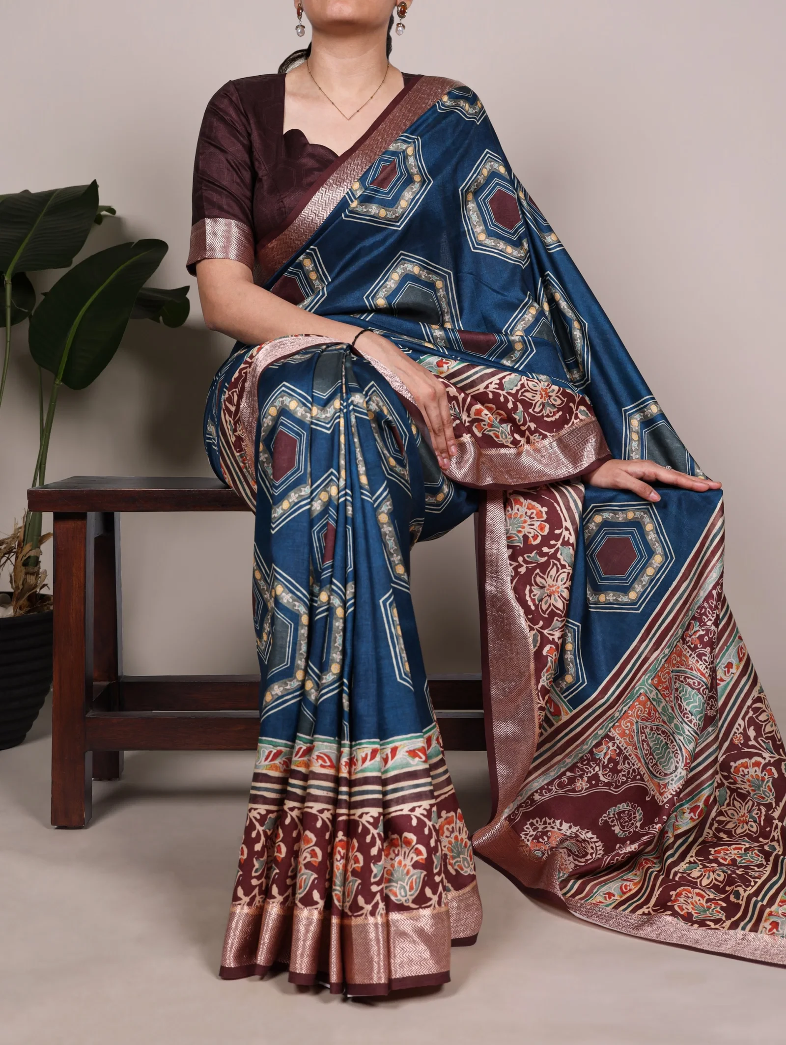 Taraa L 7022 Tasar Silk with Viscose Border Printed Saree Collection
