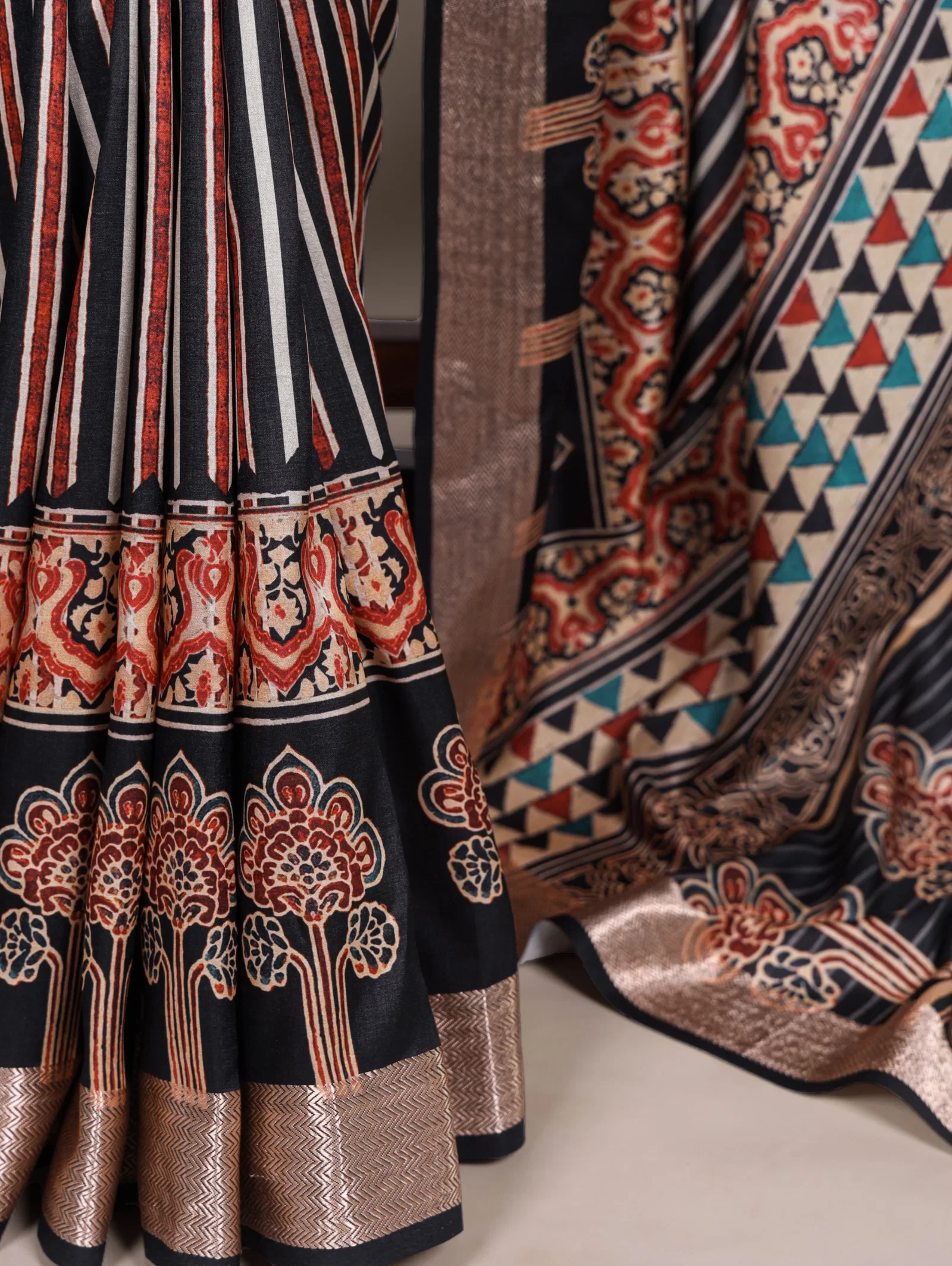 Taraa L 7022 Tasar Silk with Viscose Border Printed Saree Collection