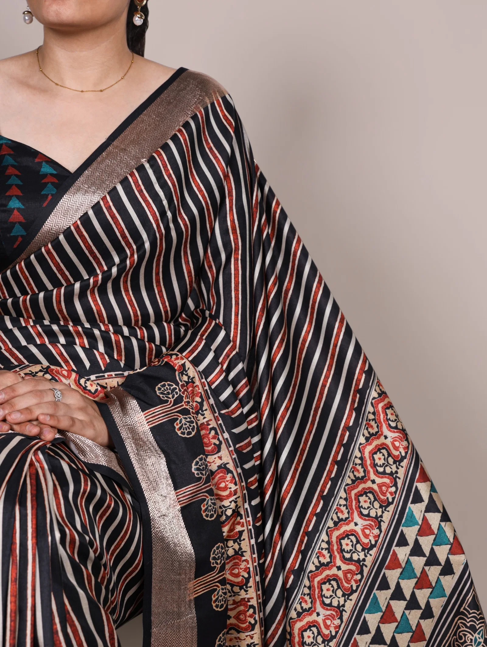 Taraa L 7022 Tasar Silk with Viscose Border Printed Saree Collection