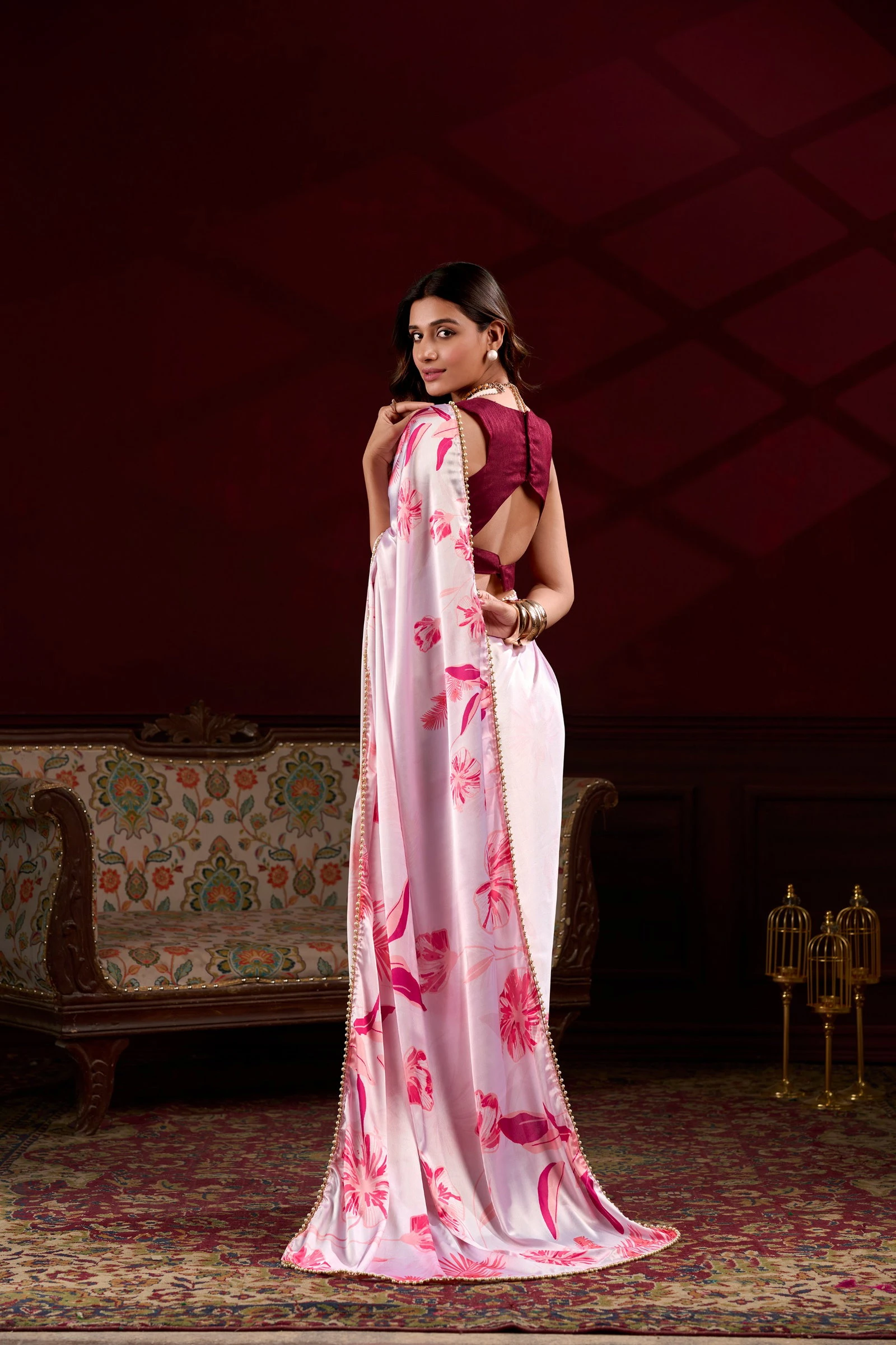 Taraa L 7028 Satin Silk Floral Printed Saree Collection