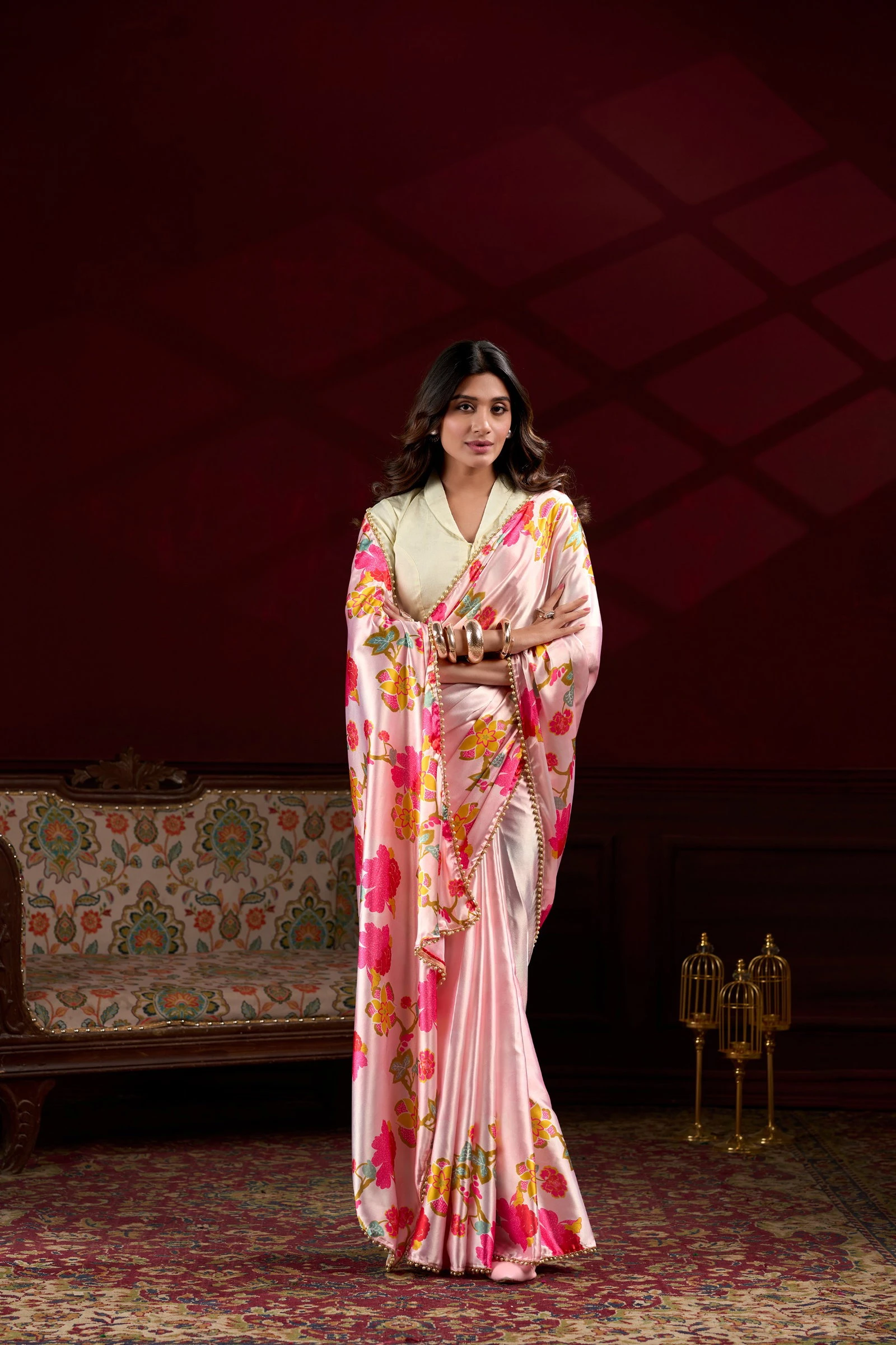 Taraa L 7028 Satin Silk Floral Printed Saree Collection