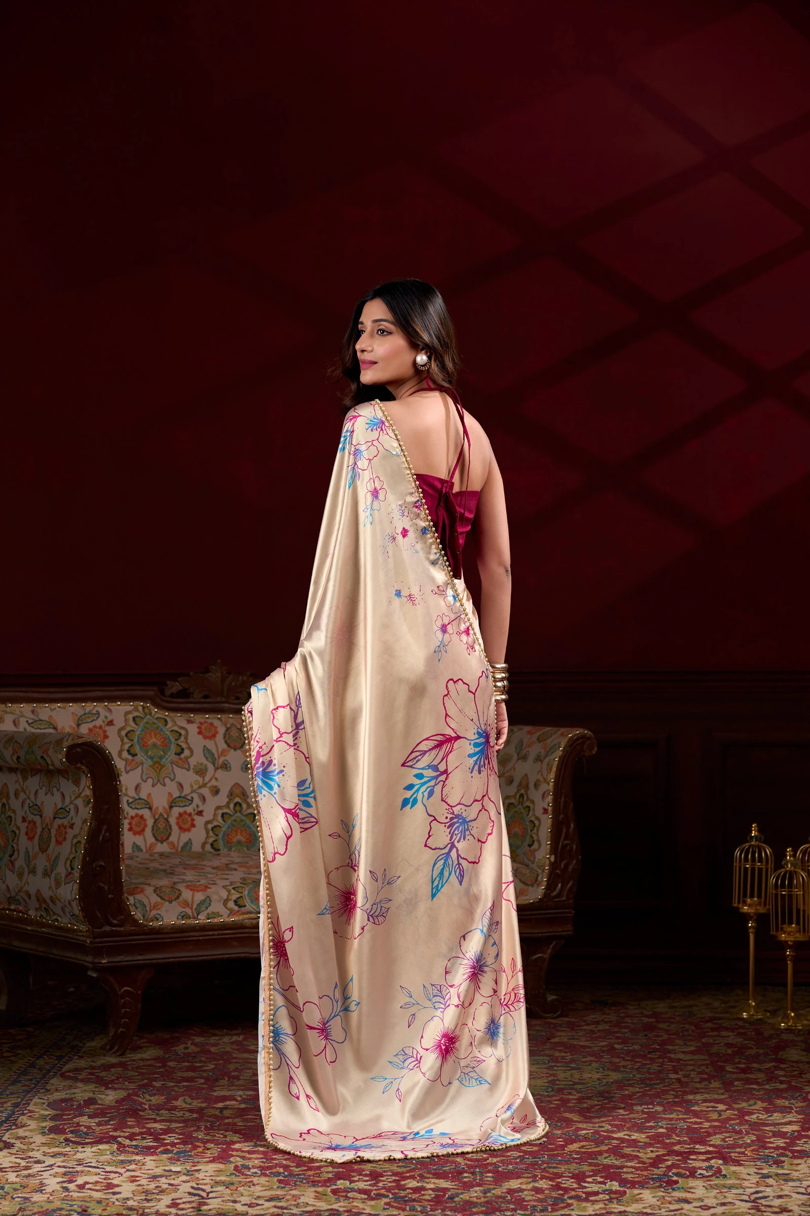 Taraa L 7028 Satin Silk Floral Printed Saree Collection