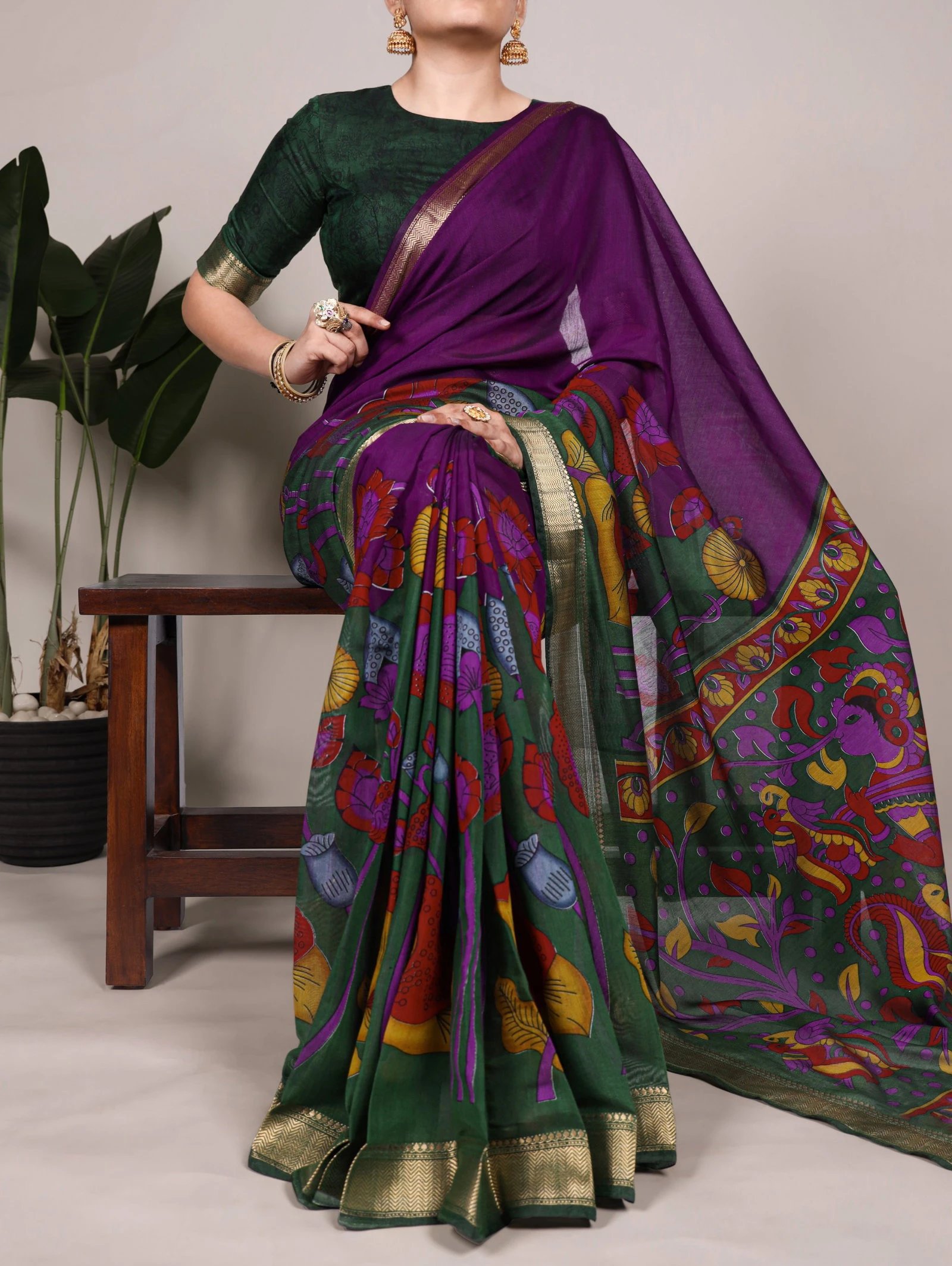 Taraa L 7036 Polyester Viscose Chanderi Floral Printed Saree Collection