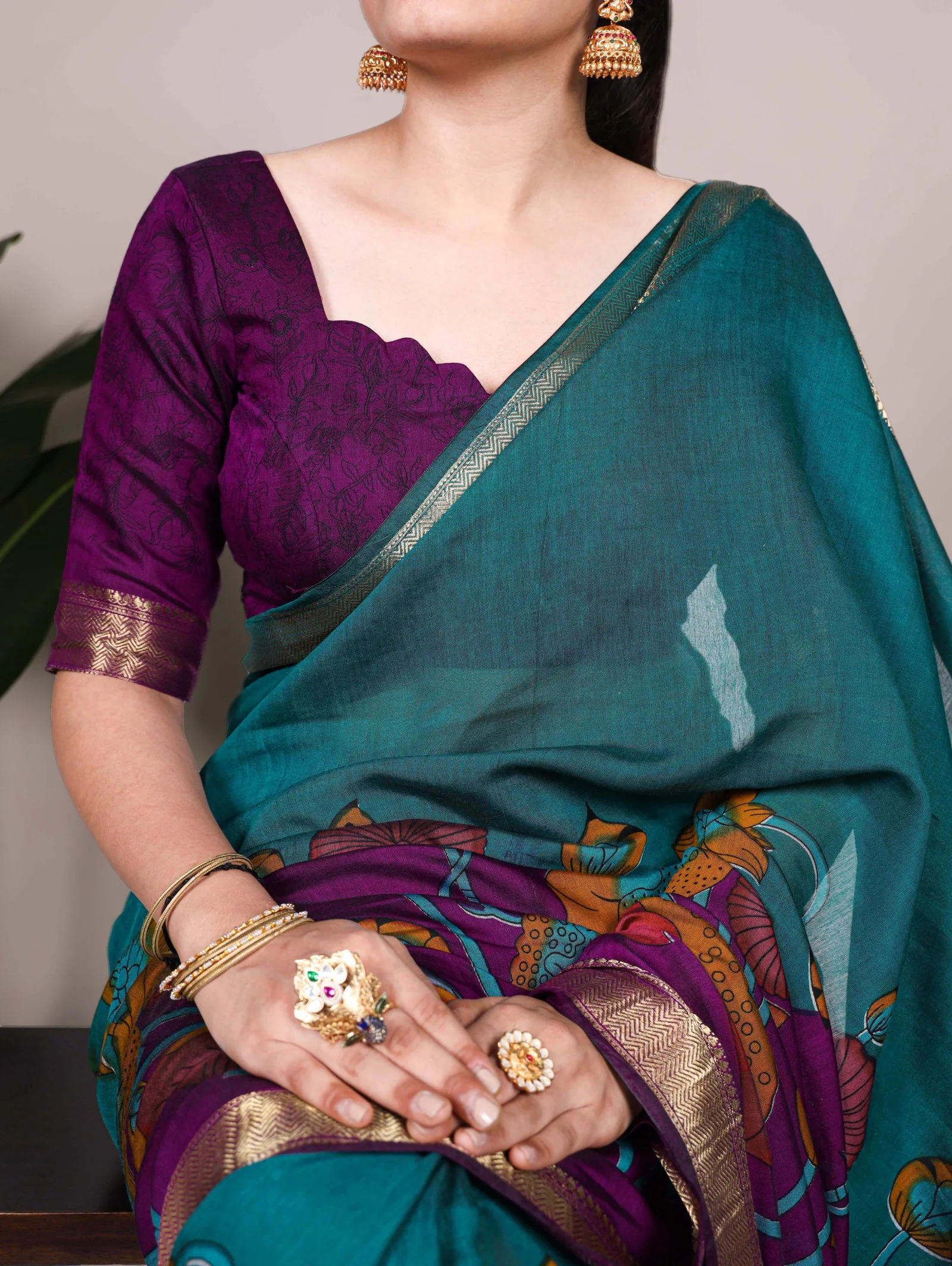 Taraa L 7036 Polyester Viscose Chanderi Floral Printed Saree Collection