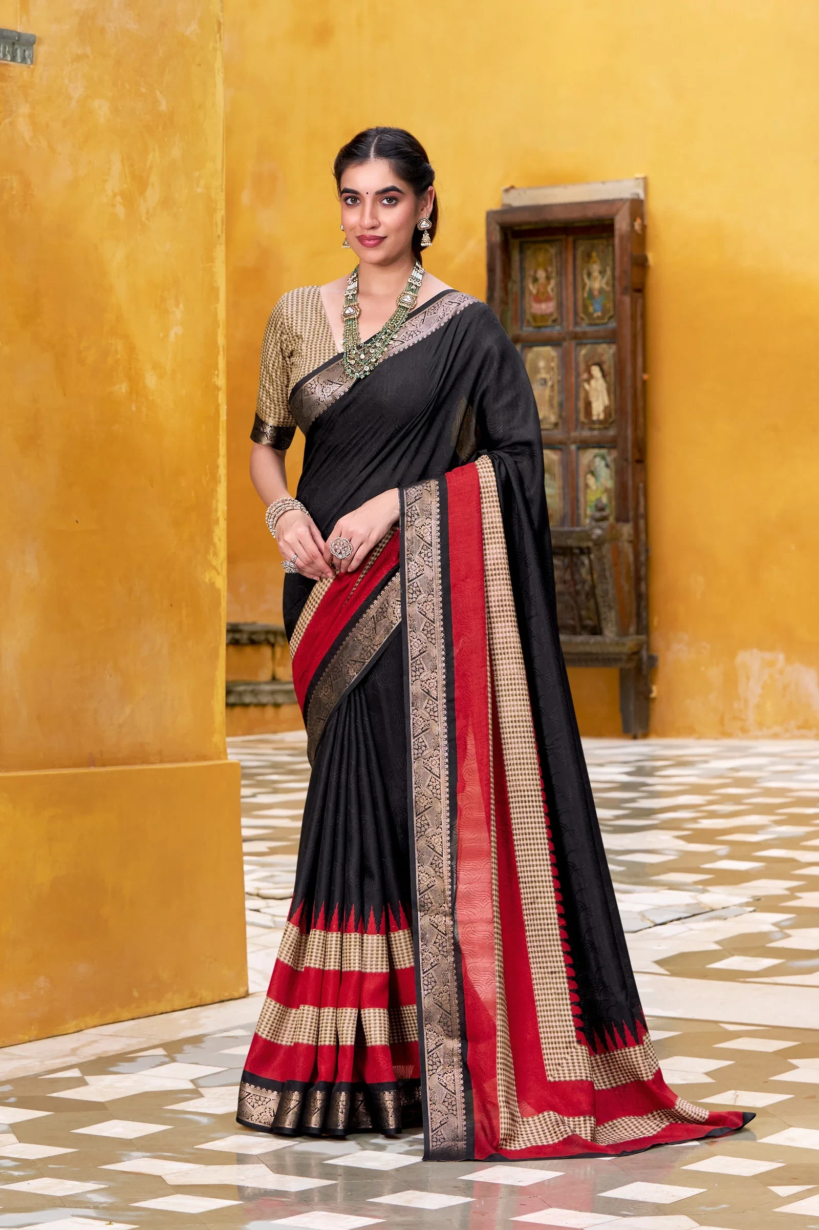 Taraa L 7049 Poly Cotton Zari Weaving Saree Collection