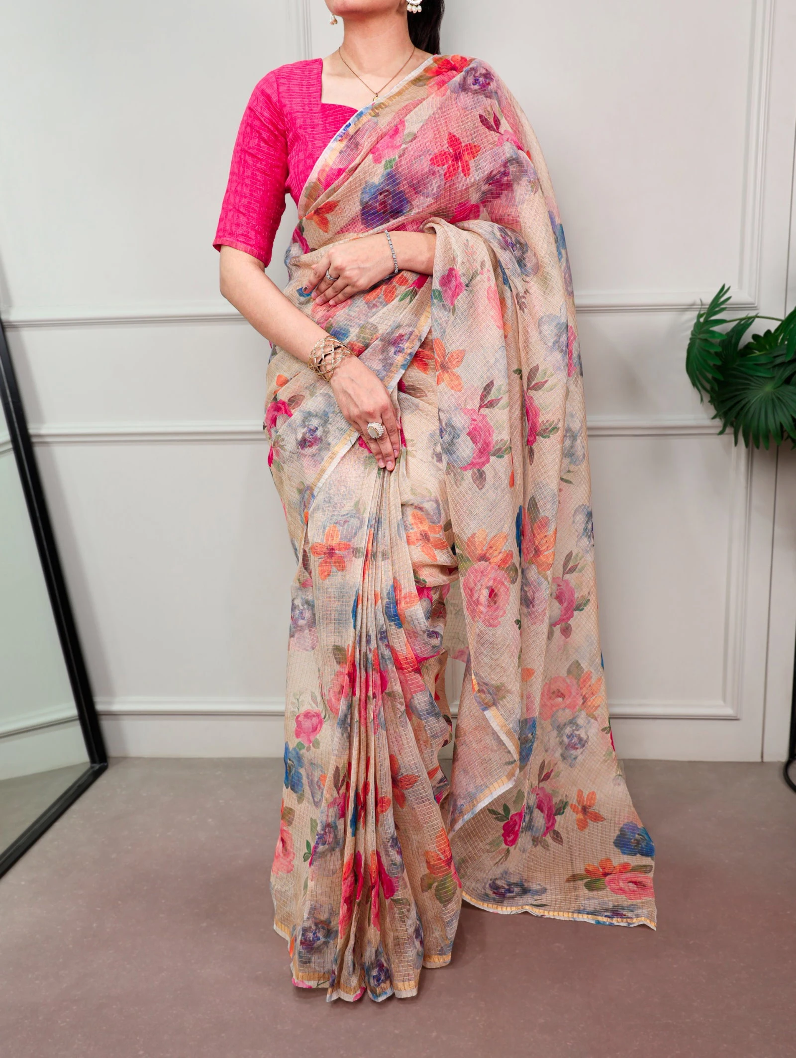 Taraa L 7066 Kota Doria Floral Printed Casual Wear Saree Collection