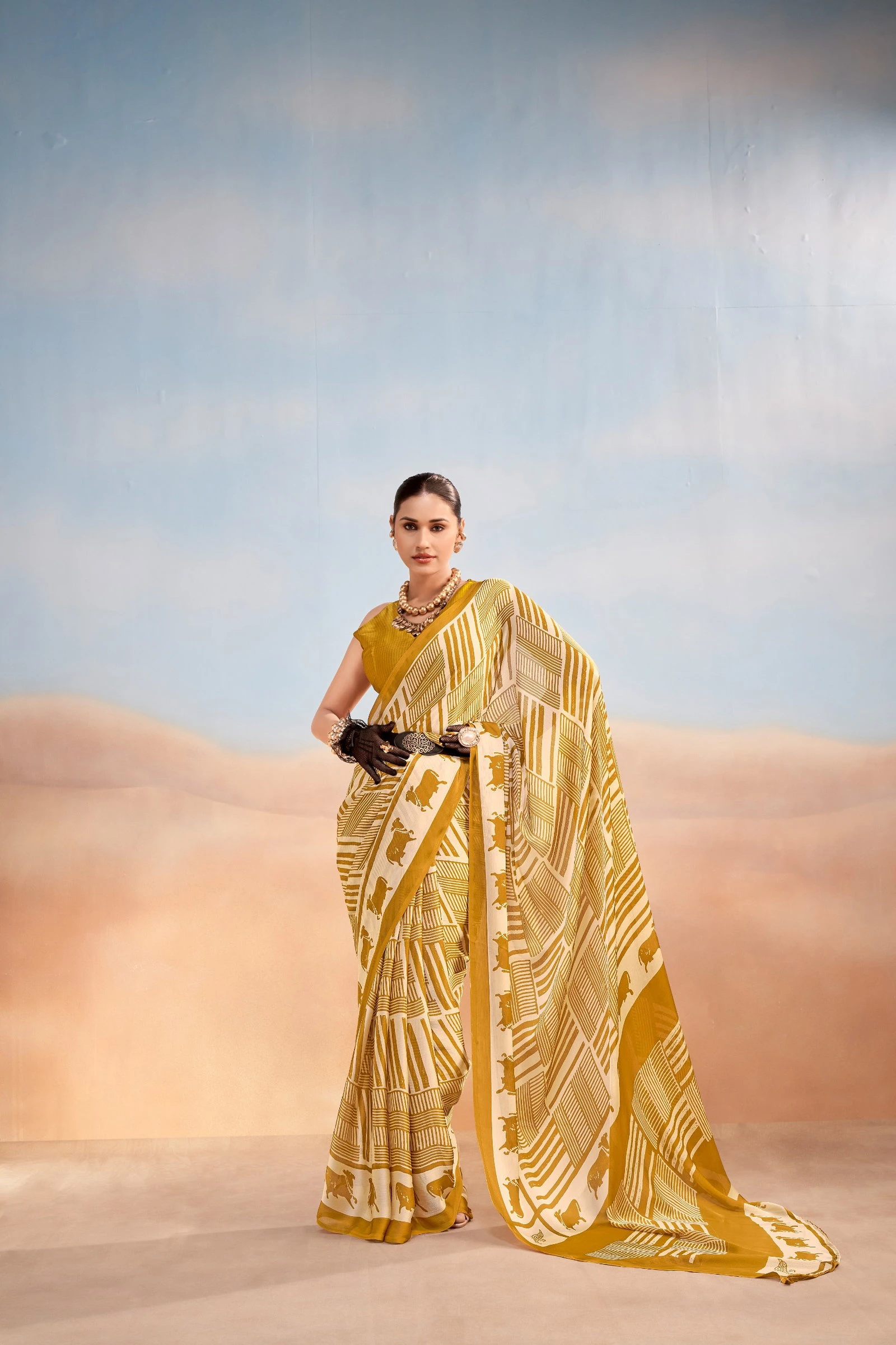 Taraa L 7202 Satin Chiffon Printed Saree Collection