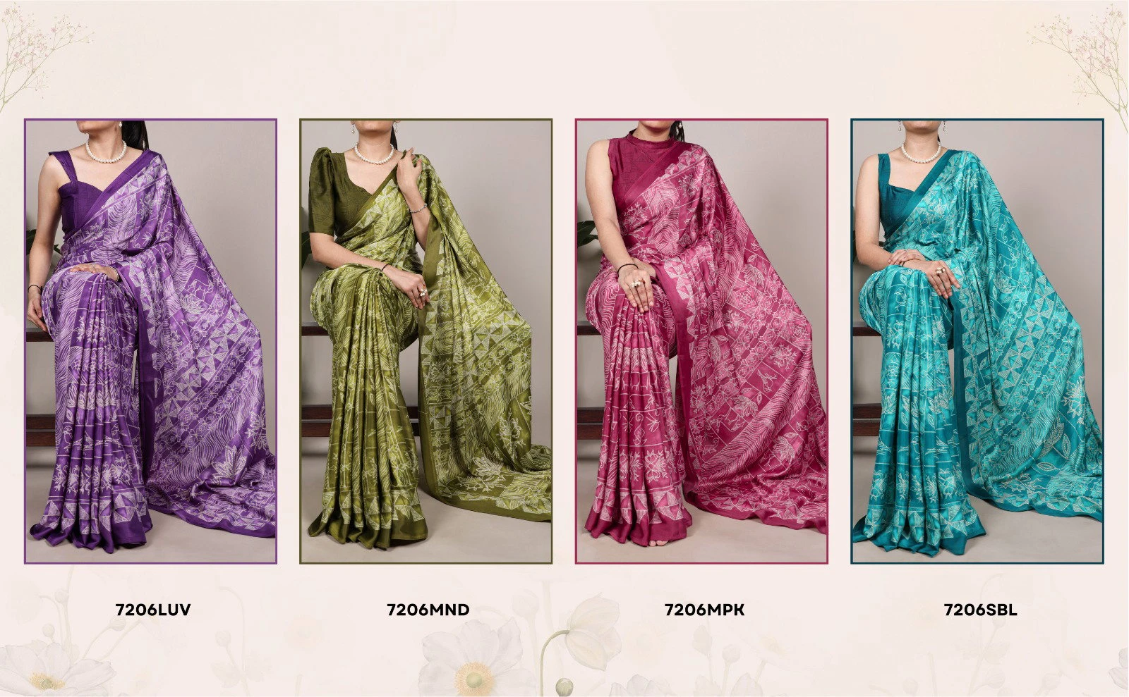 Taraa L 7206 Satin Silk Printed Party Wear Saree Collection