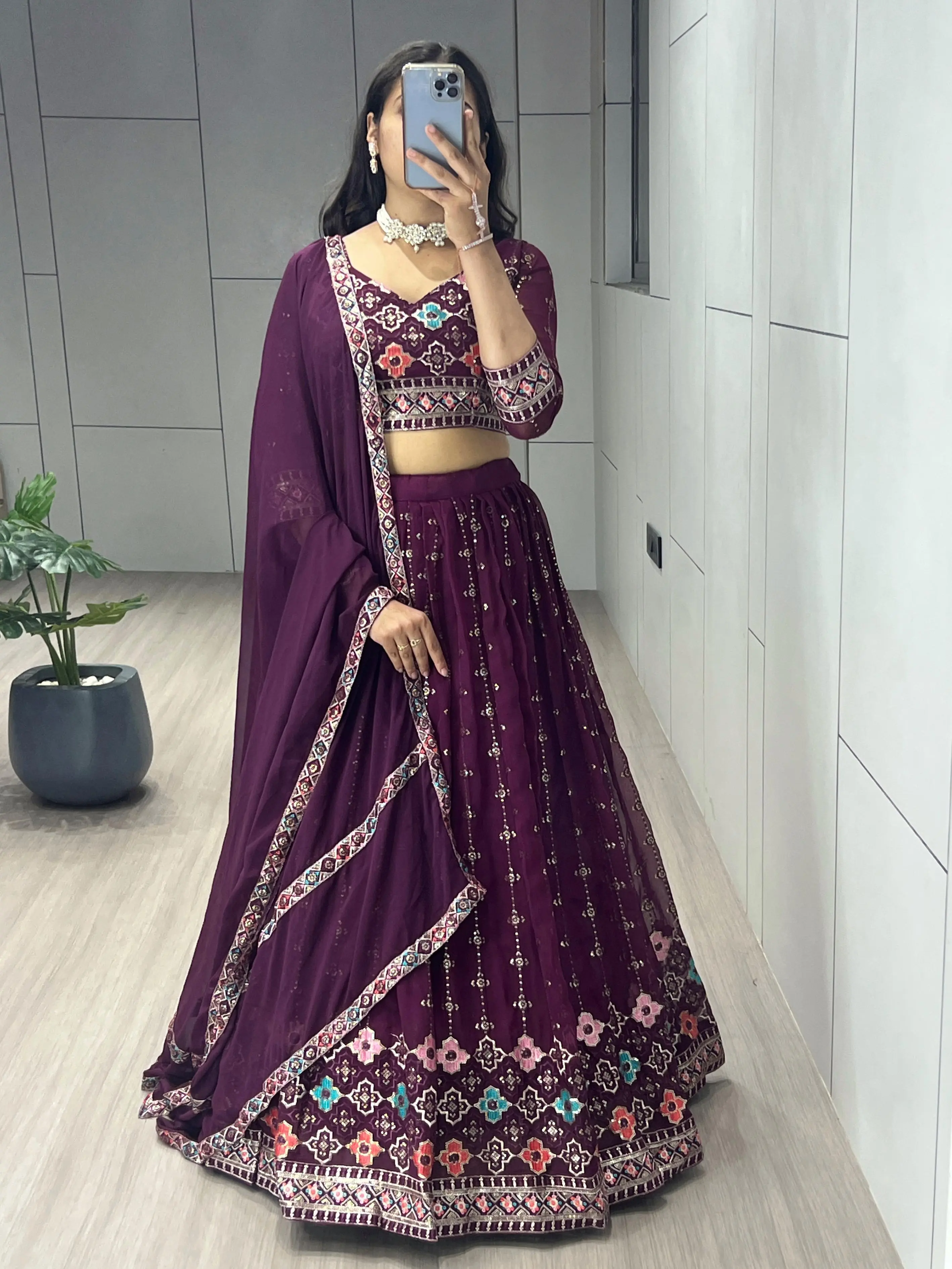 Traditional Embroidery Fully Stitched Lehenga Set