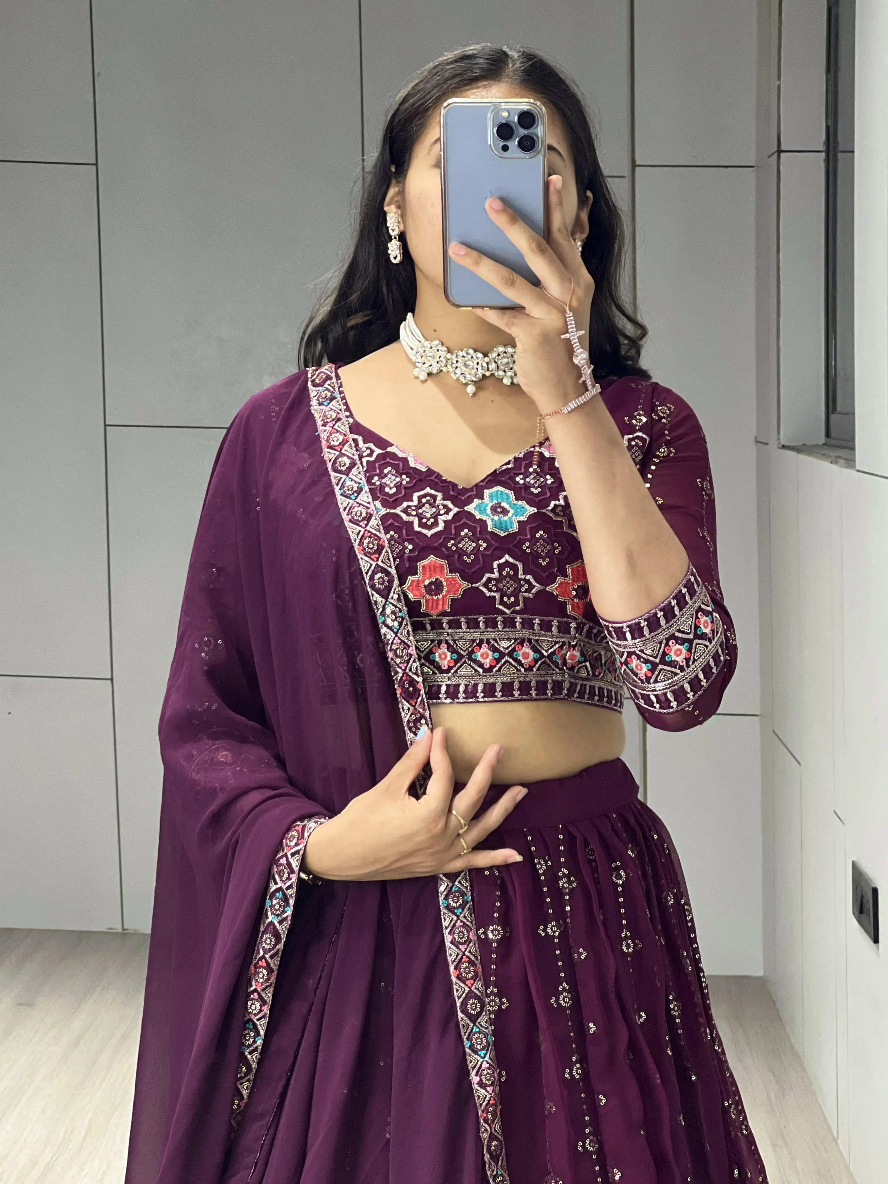 Traditional Embroidery Fully Stitched Lehenga Set