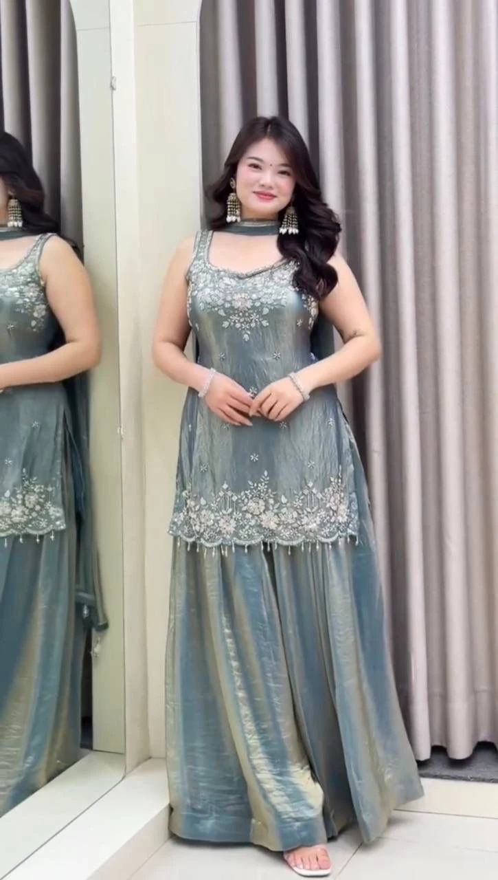 Trending Fancy Kurti Palazzo Dupatta Collection