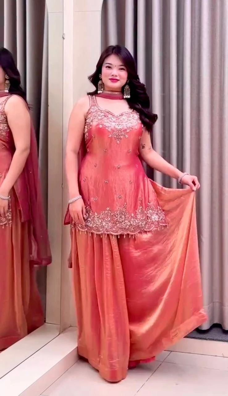 Trending Fancy Kurti Palazzo Dupatta Collection