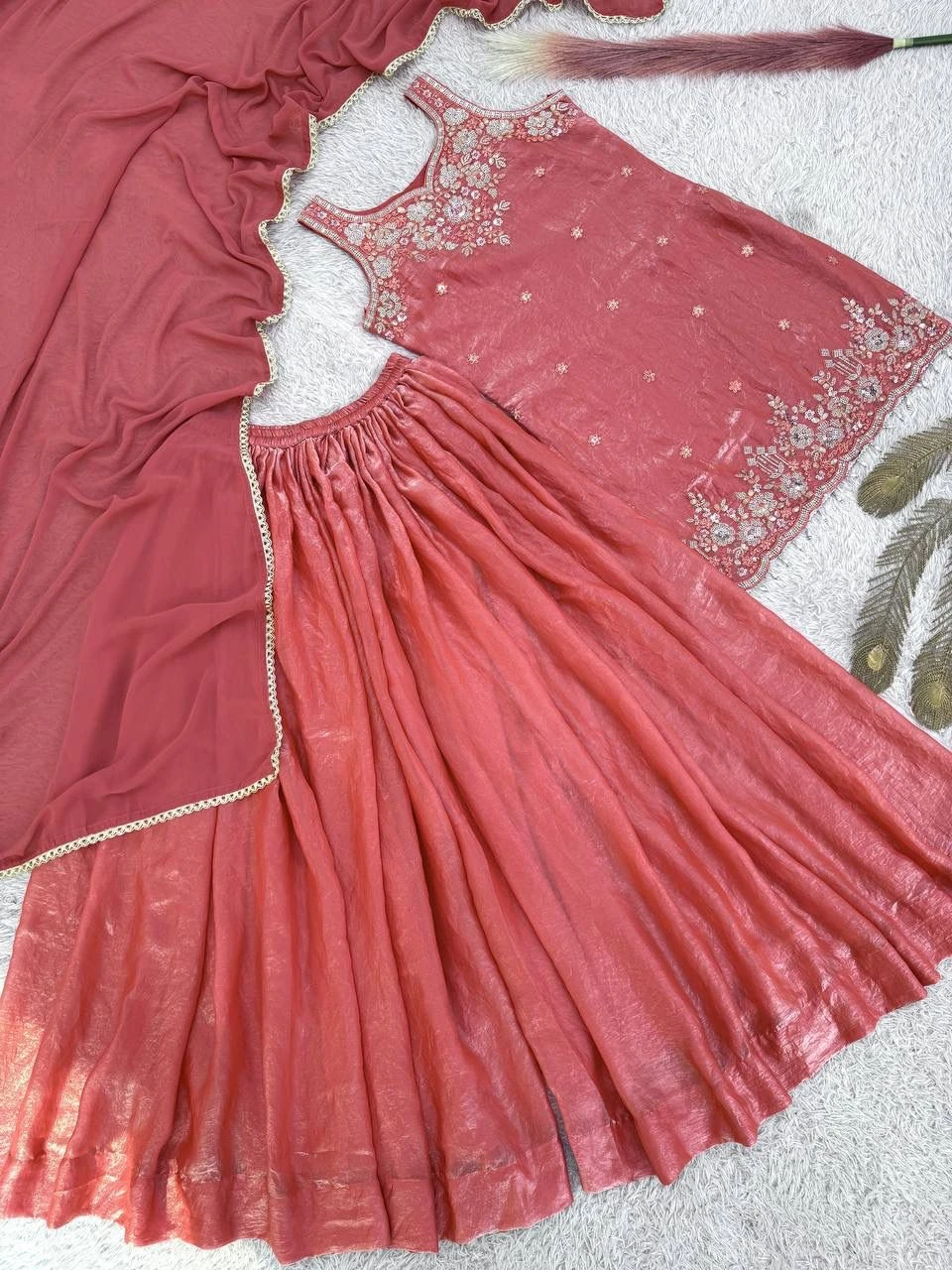 Trending Fancy Kurti Palazzo Dupatta Collection