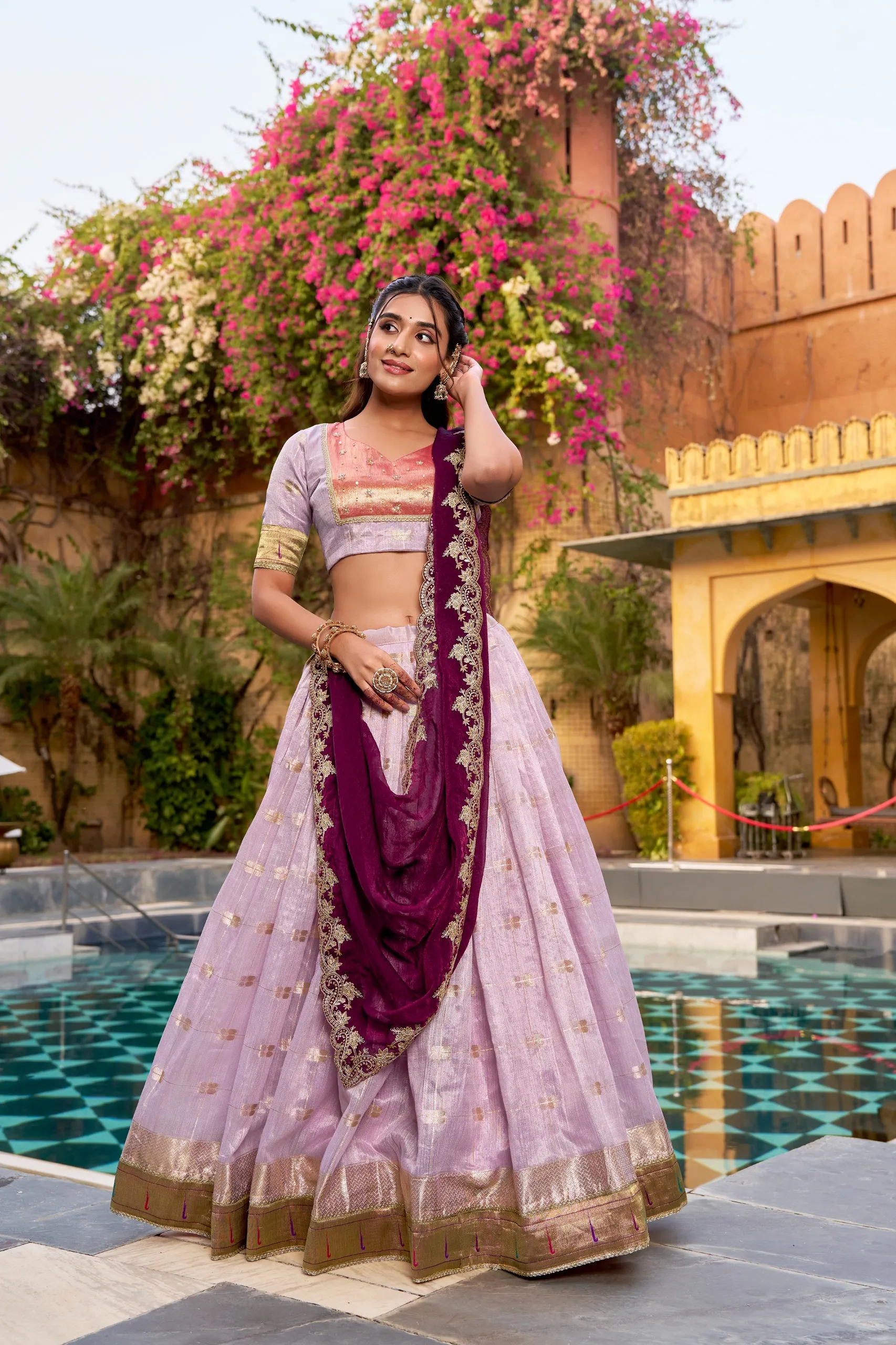 VEDAA Woven Grace Paithani Border Lehenga Collection