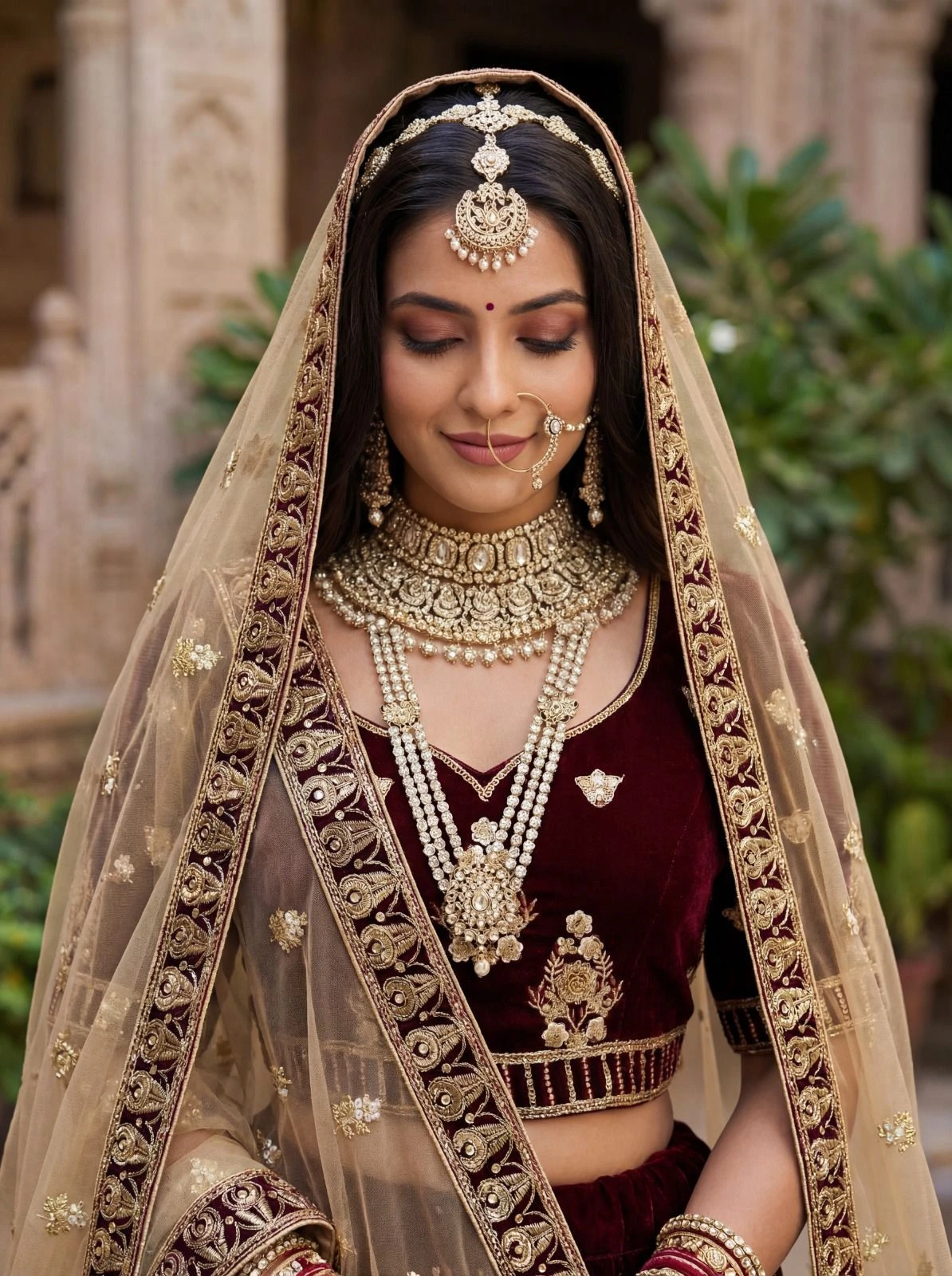 Velvet Sequins Embroidered Lehenga Choli 3007