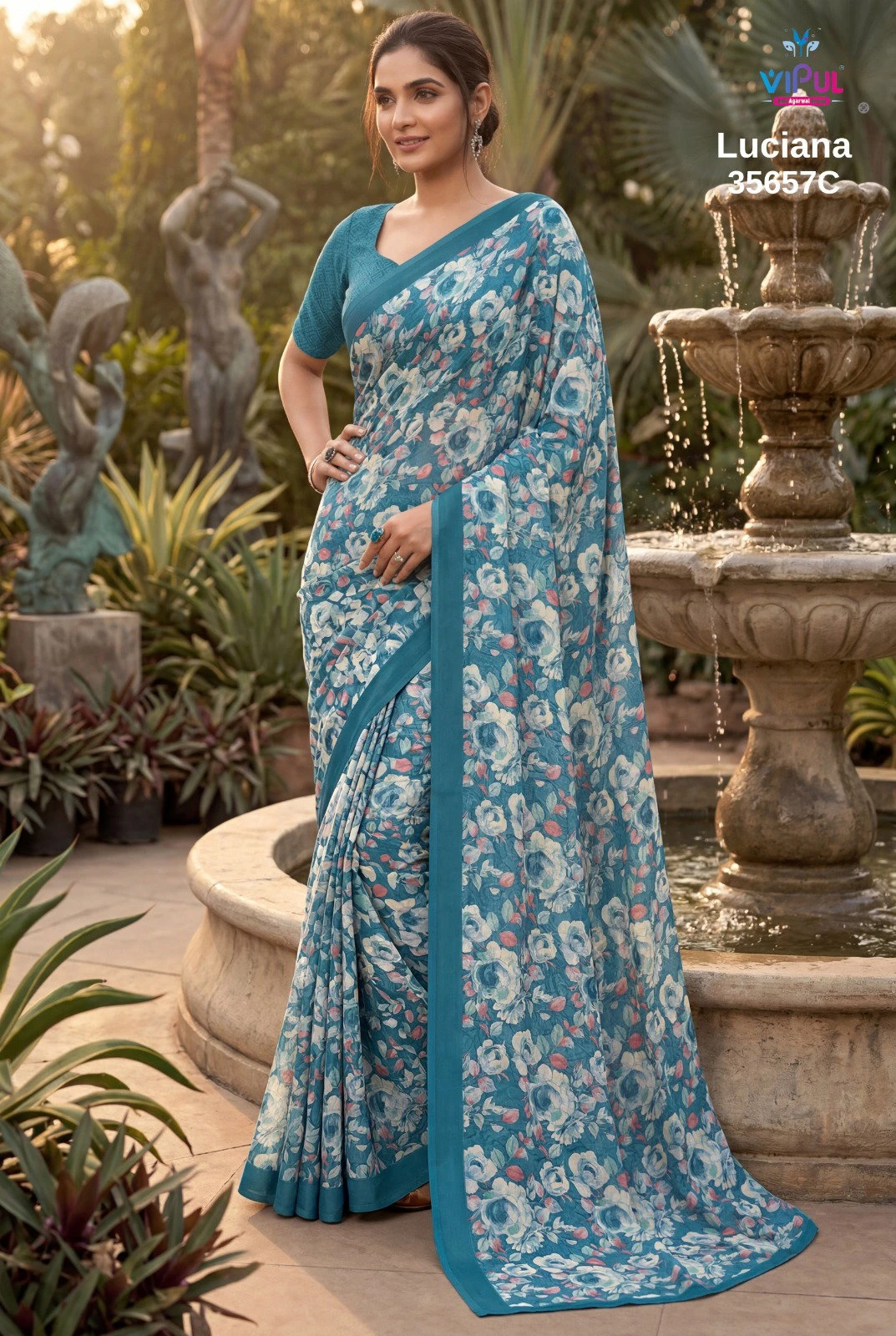 Vipul Luciana 35657 a to D Weightless Printed Saree Collection