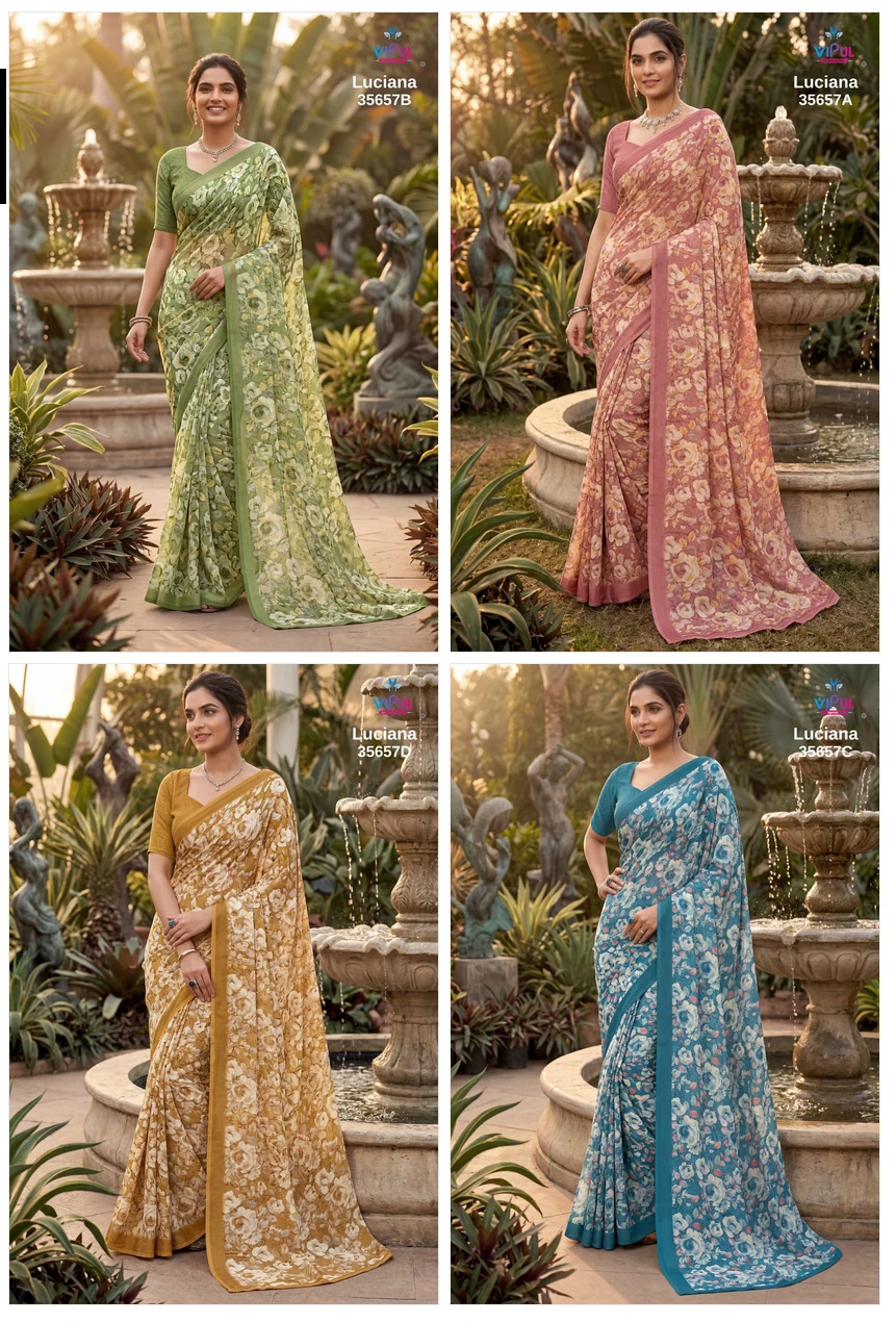 Vipul Luciana 35657 a to D Weightless Printed Saree Collection