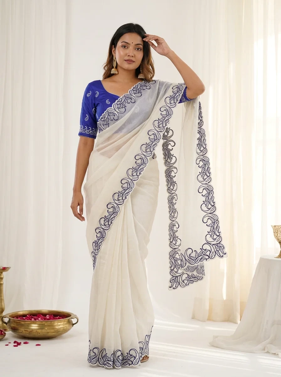 Vt 856 T Crunchy Silk Embroidered Cut Work Saree Collection
