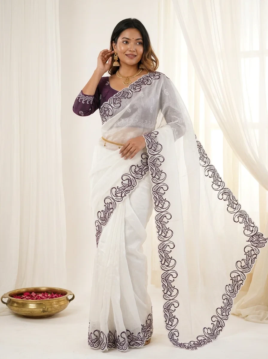 Vt 856 T Crunchy Silk Embroidered Cut Work Saree Collection