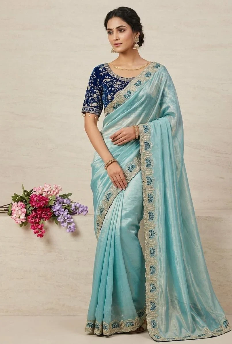 Vt 859 T Fandy Sattin Silk Sequence Worked Saree Collection