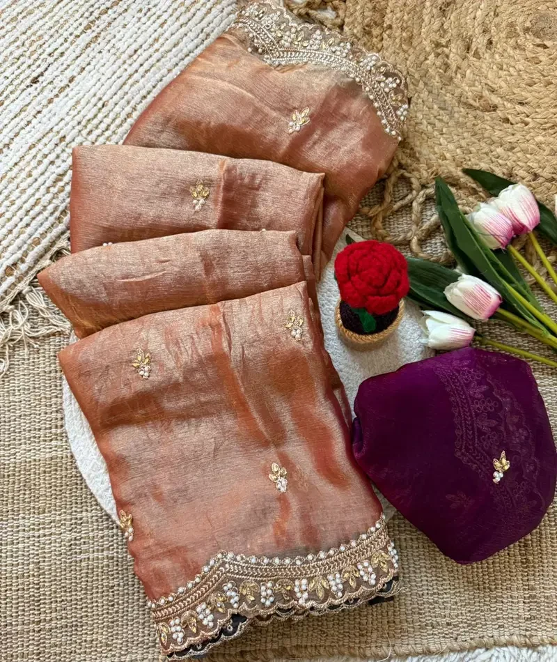 Vt 862 T Fendy Chiffon Silk Sequence Worked Saree Collection