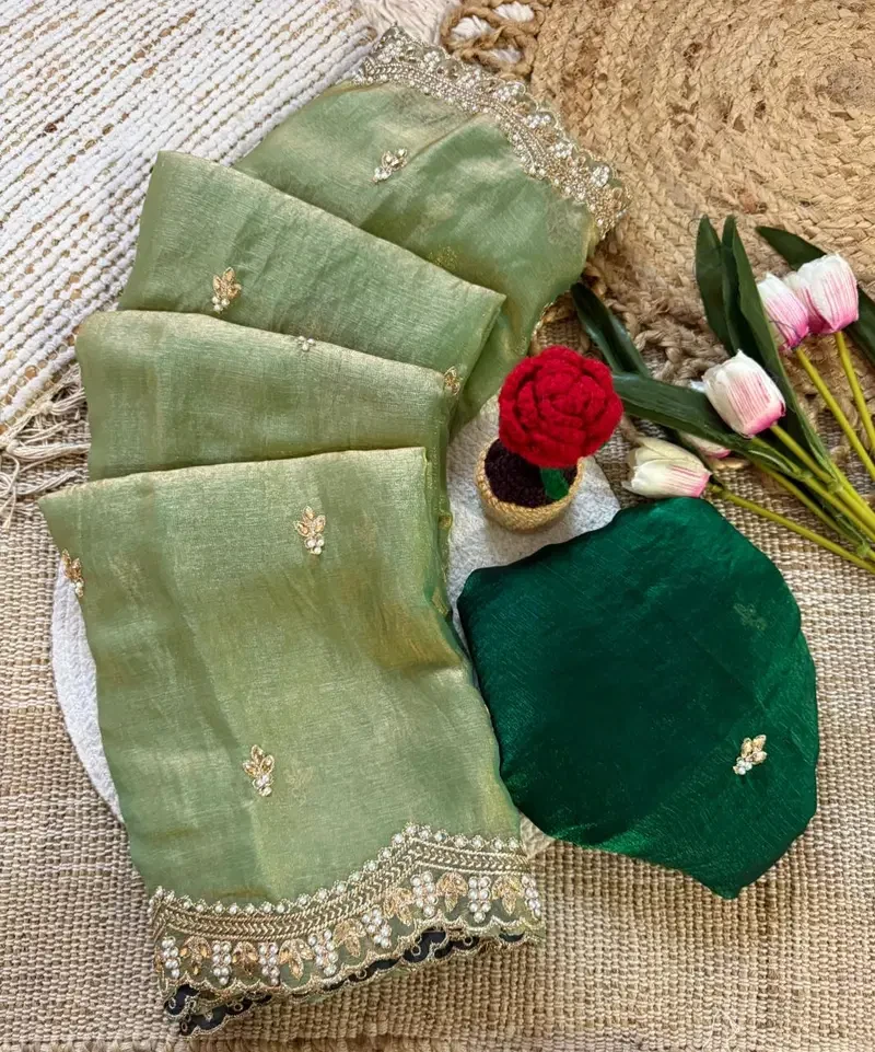 Vt 862 T Fendy Chiffon Silk Sequence Worked Saree Collection