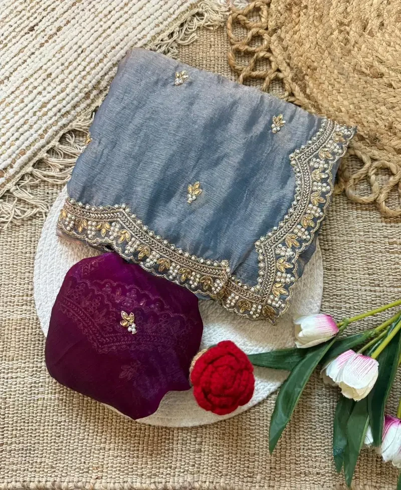 Vt 862 T Fendy Chiffon Silk Sequence Worked Saree Collection