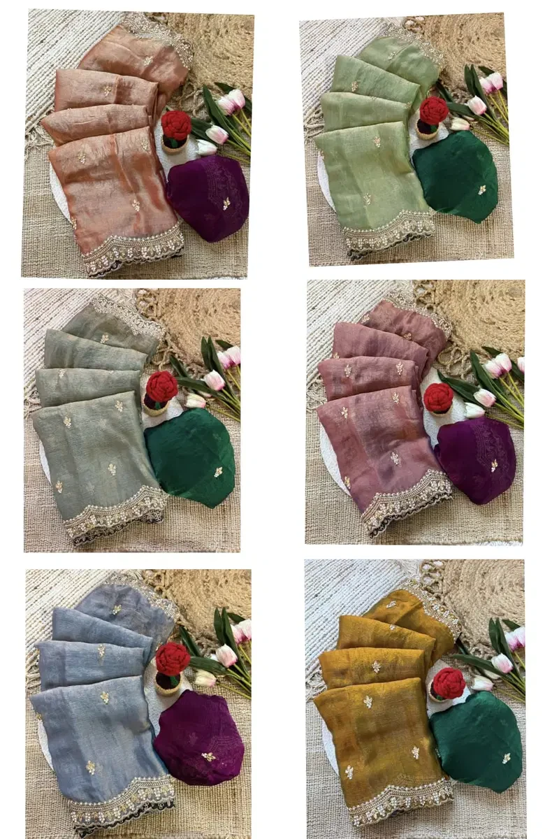 Vt 862 T Fendy Chiffon Silk Sequence Worked Saree Collection
