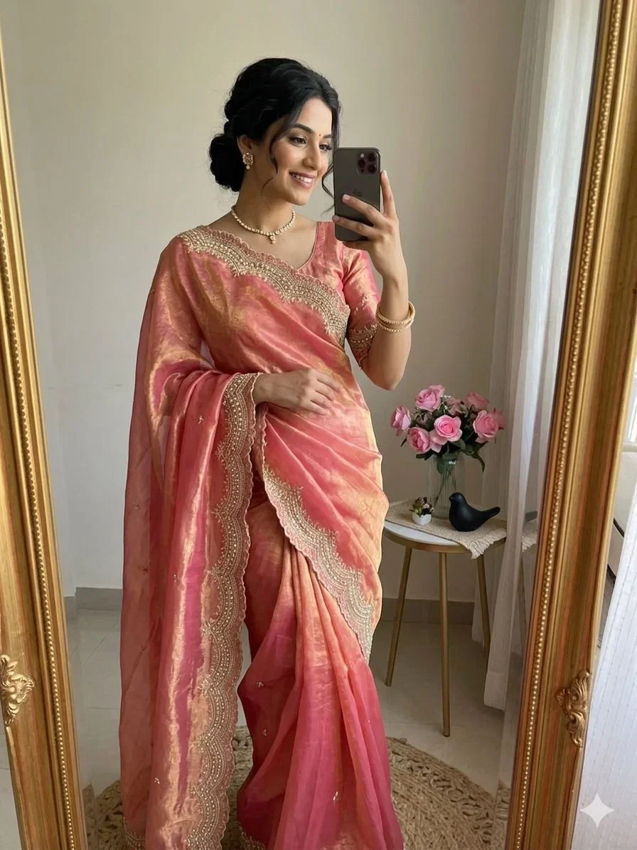 Vt 863 T Fandy Satin Silk Embroidered Saree Collection