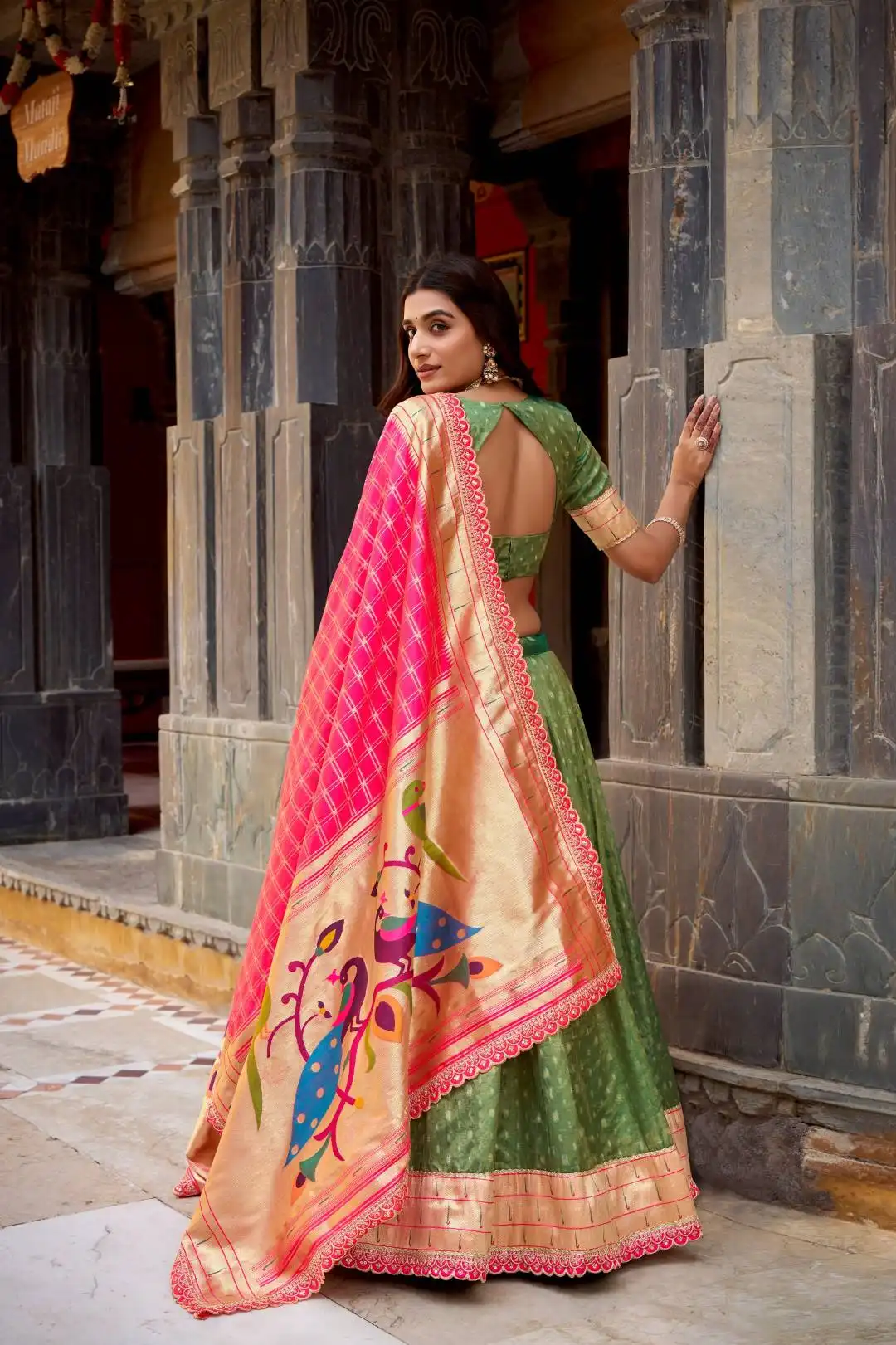 WMN 2032A Shimmer Organza Zari Woven Paithani Choli for Women