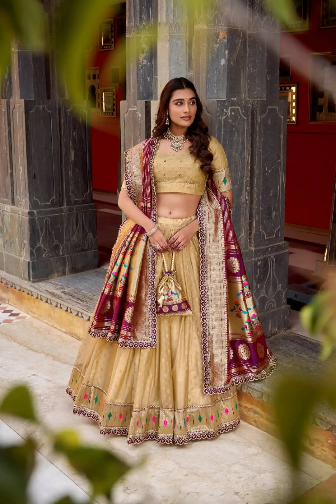 WMN 2032A Shimmer Organza Zari Woven Paithani Choli for Women