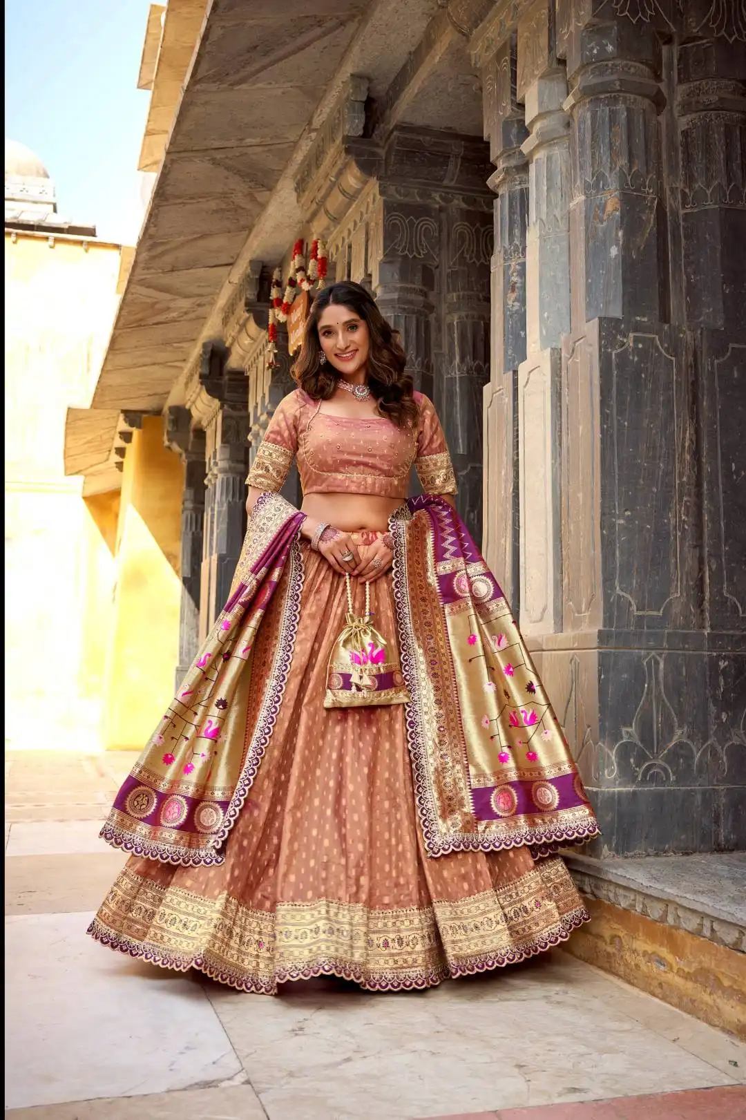 WMN 2032A Shimmer Organza Zari Woven Paithani Choli for Women