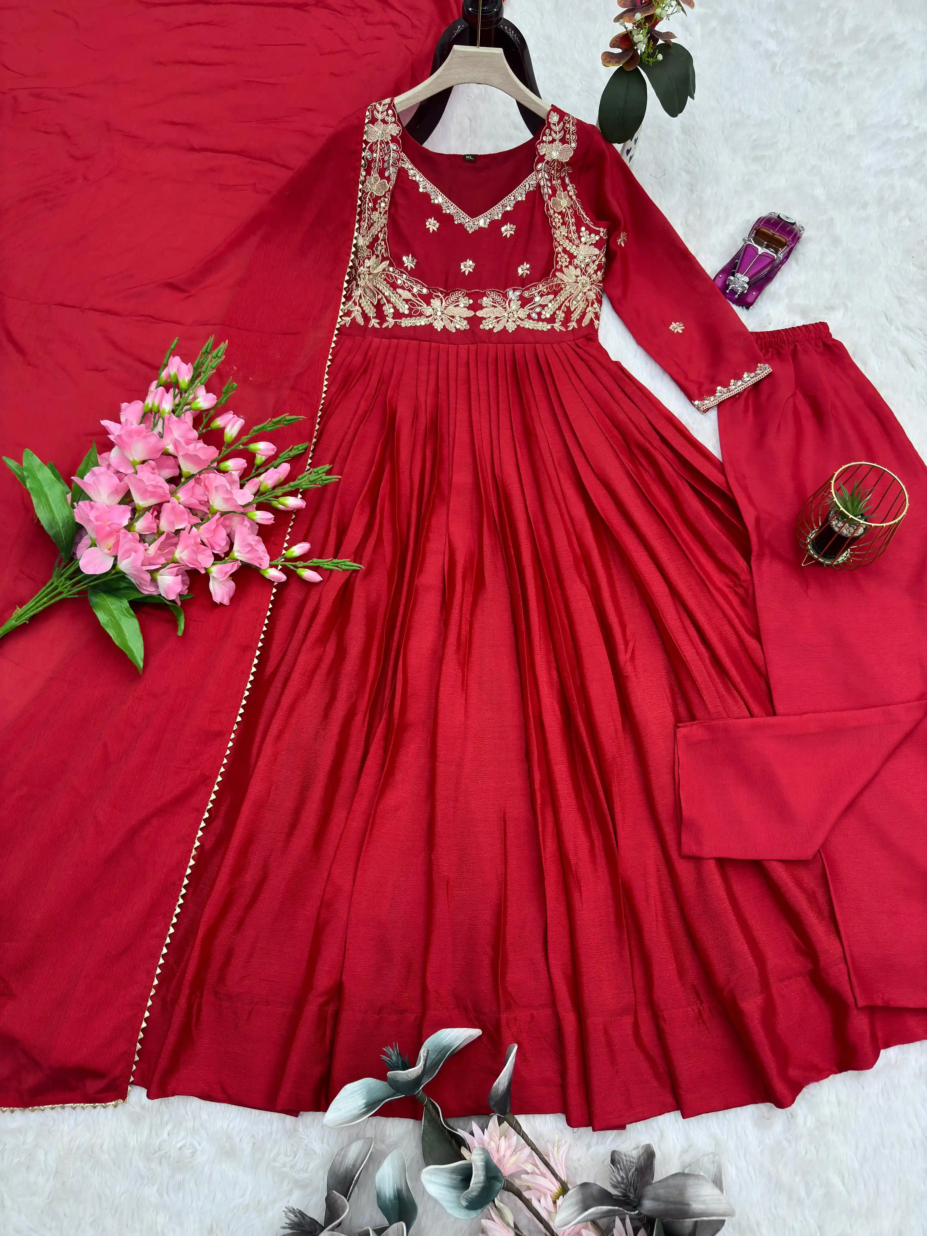 Women’s Crunchy Silk Embroidered Sharara Palazzo Set