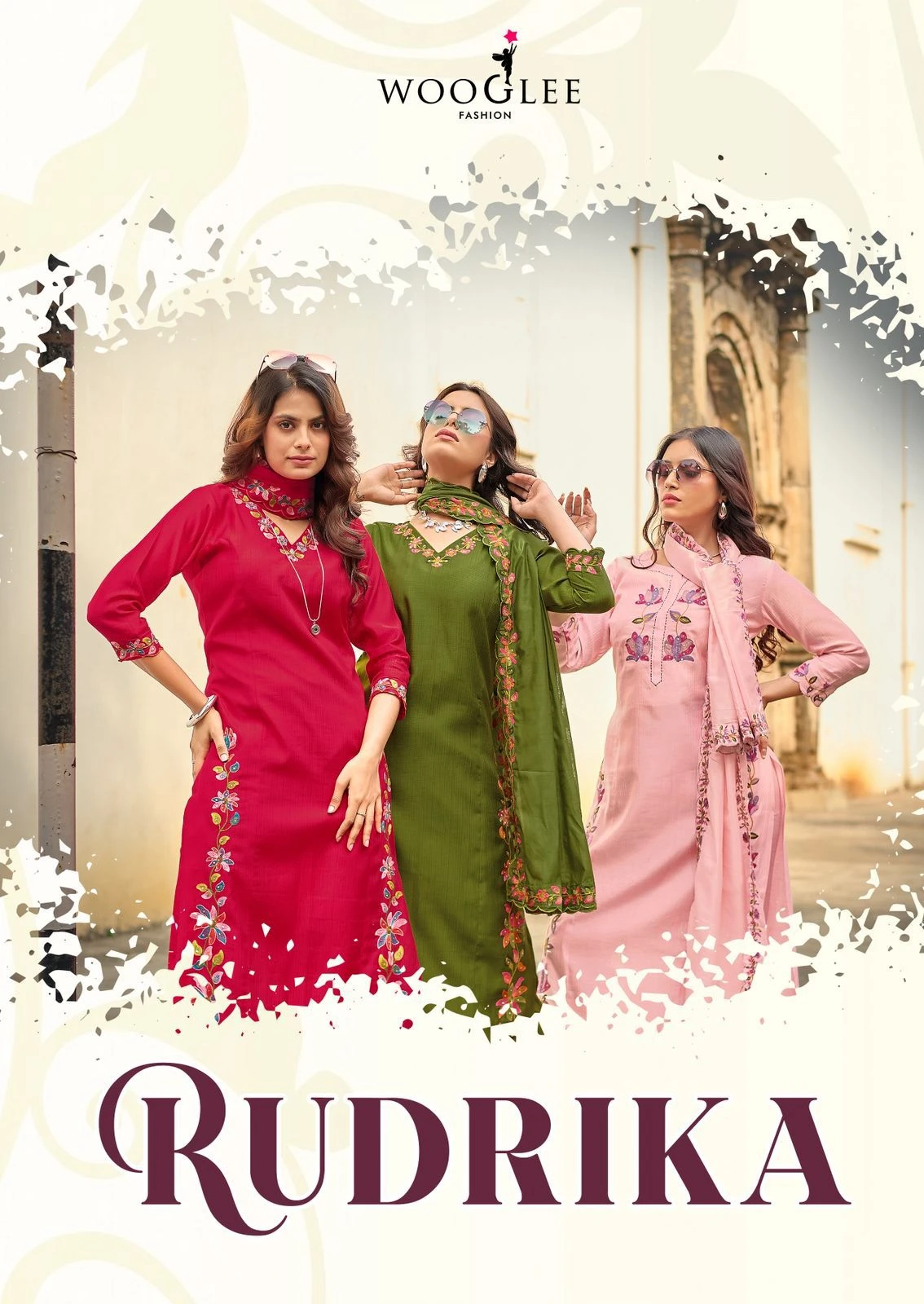 Wooglee Rudrika Viscose Weaving Handwork Thread Work Suit With Chanderi Dupatta